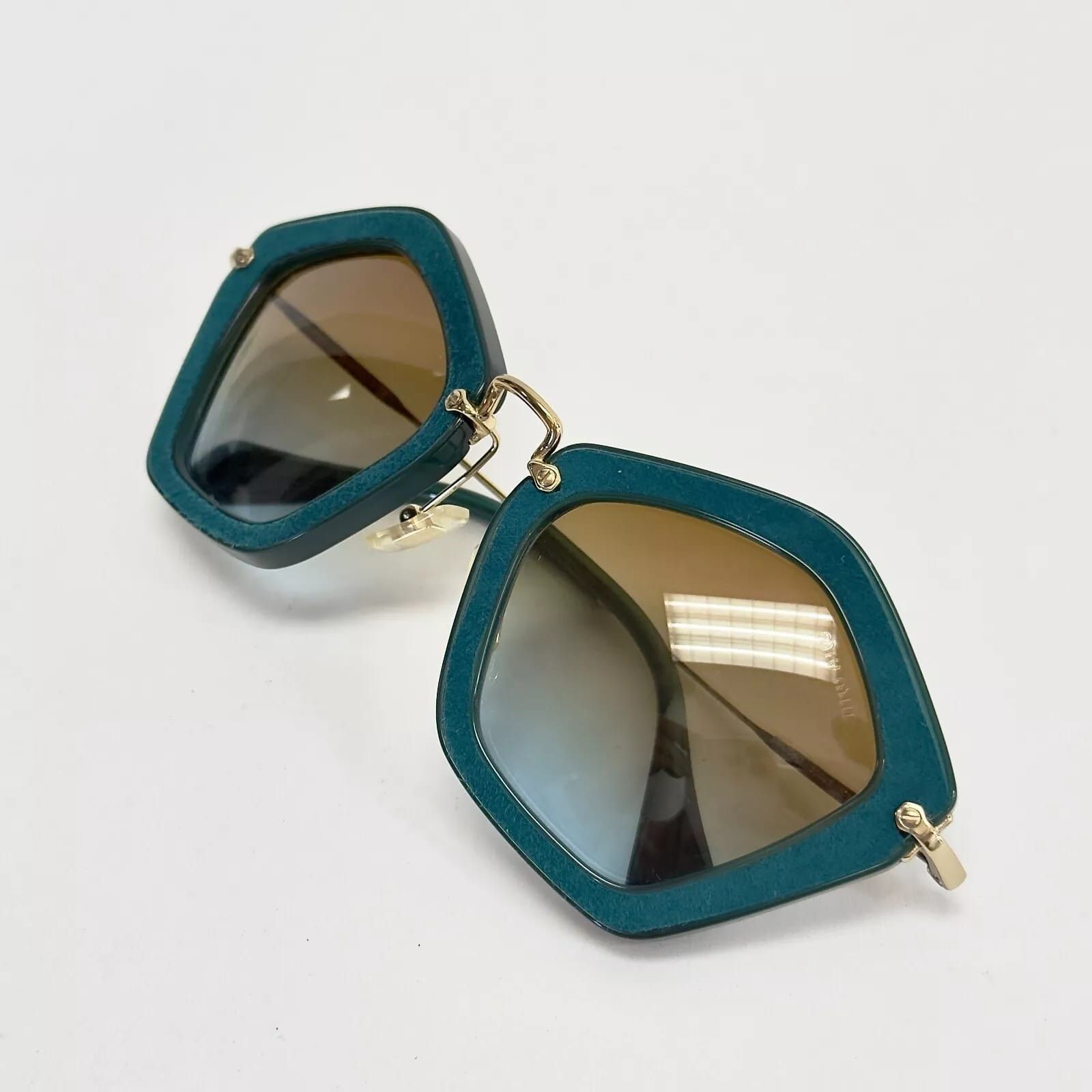 Miu Miu MIU MIU CULTE 06O Turquoise Green Suede Sunglasses MU06OS Size ONE SIZE - 2 Thumbnail