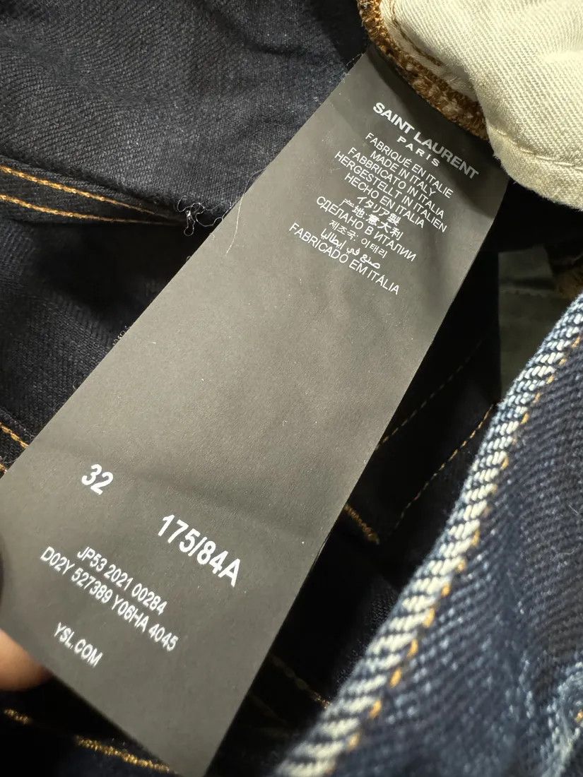 Designer × Saint Laurent Paris × Vintage SS2021 Saint Laurent Blue Selvedge Denim Slim Jeans Size US 31 - 10 Thumbnail