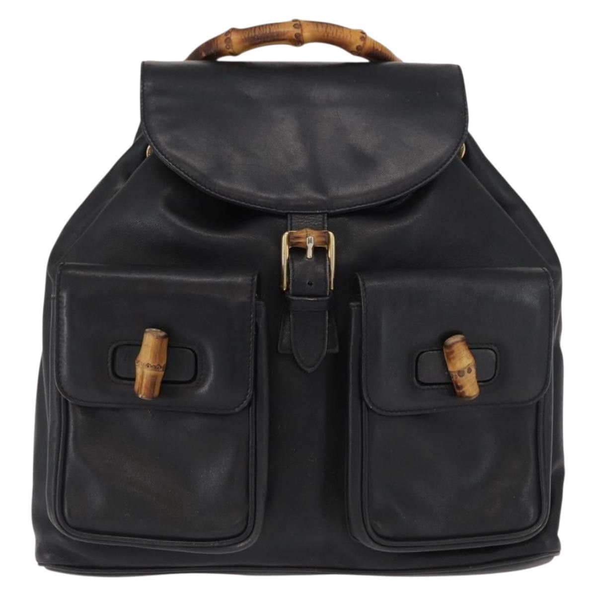 Gucci Gucci Vintage Bamboo Backpack Leather Size ONE SIZE - 1 Thumbnail