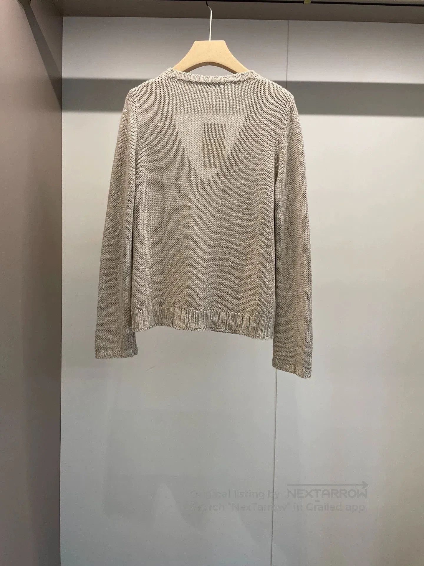 Brunello Cucinelli light khaki sequined linen sweater. Size US M / EU 48-50 / 2 - 2 Thumbnail