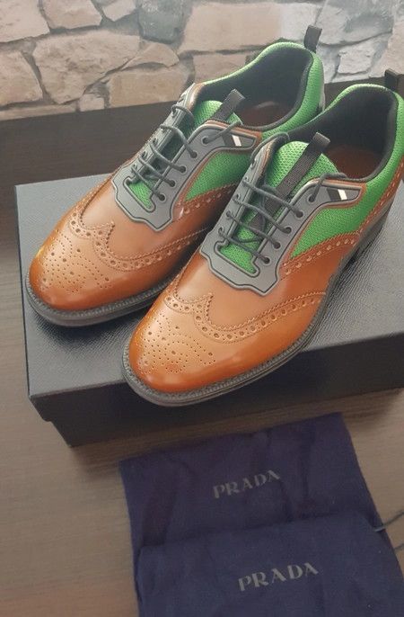 image of New Prada Derby Business Leather Shoes in Brown, Men's (Size 7)
