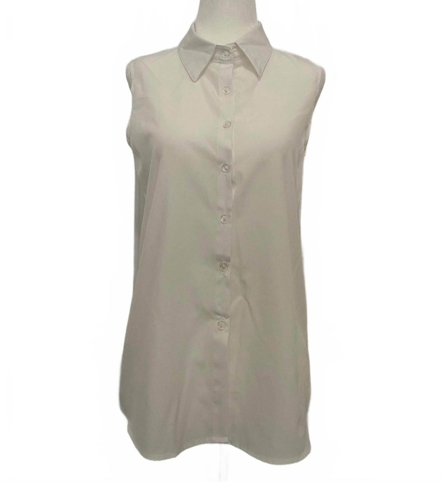 The Unbranded Brand Unbranded Breezy Collar Sleeveless Shirt in White (No Tags) Size S / US 4 / IT 40 - 1 Thumbnail