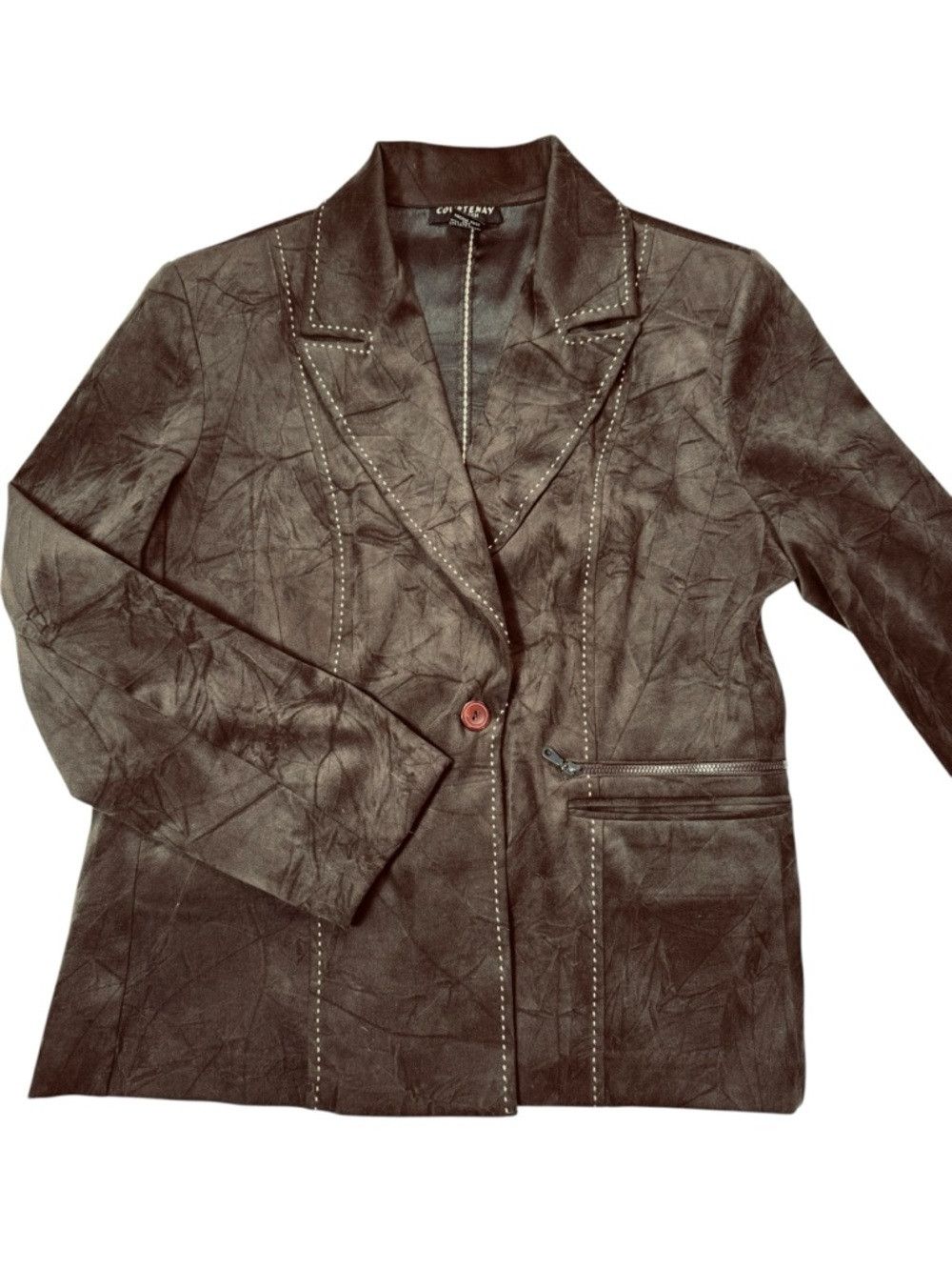 Other Vintage Courtenay Brown Faux Suede Blazer Pants Suit Size 8 Size M / US 6-8 / IT 42-44 - 3 Thumbnail