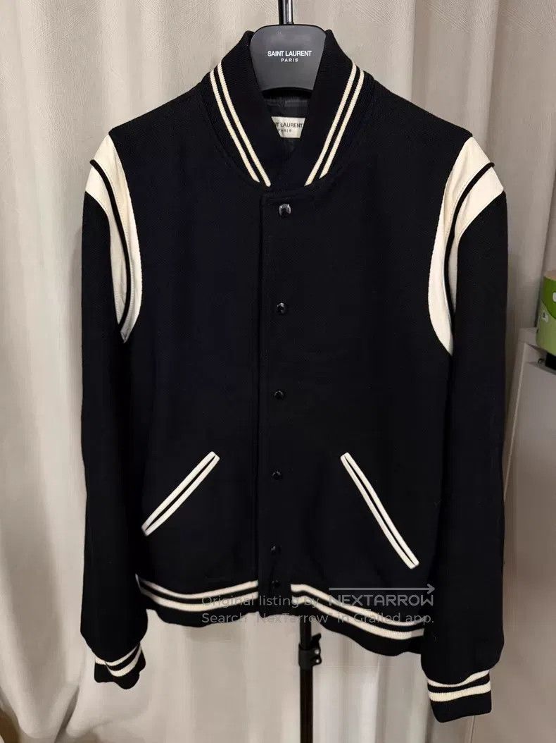 Saint Laurent Paris Saint Laurent Paris Black and White Wool Mixed Baseball Ja Size US XL / EU 56 / 4 - 1 Thumbnail