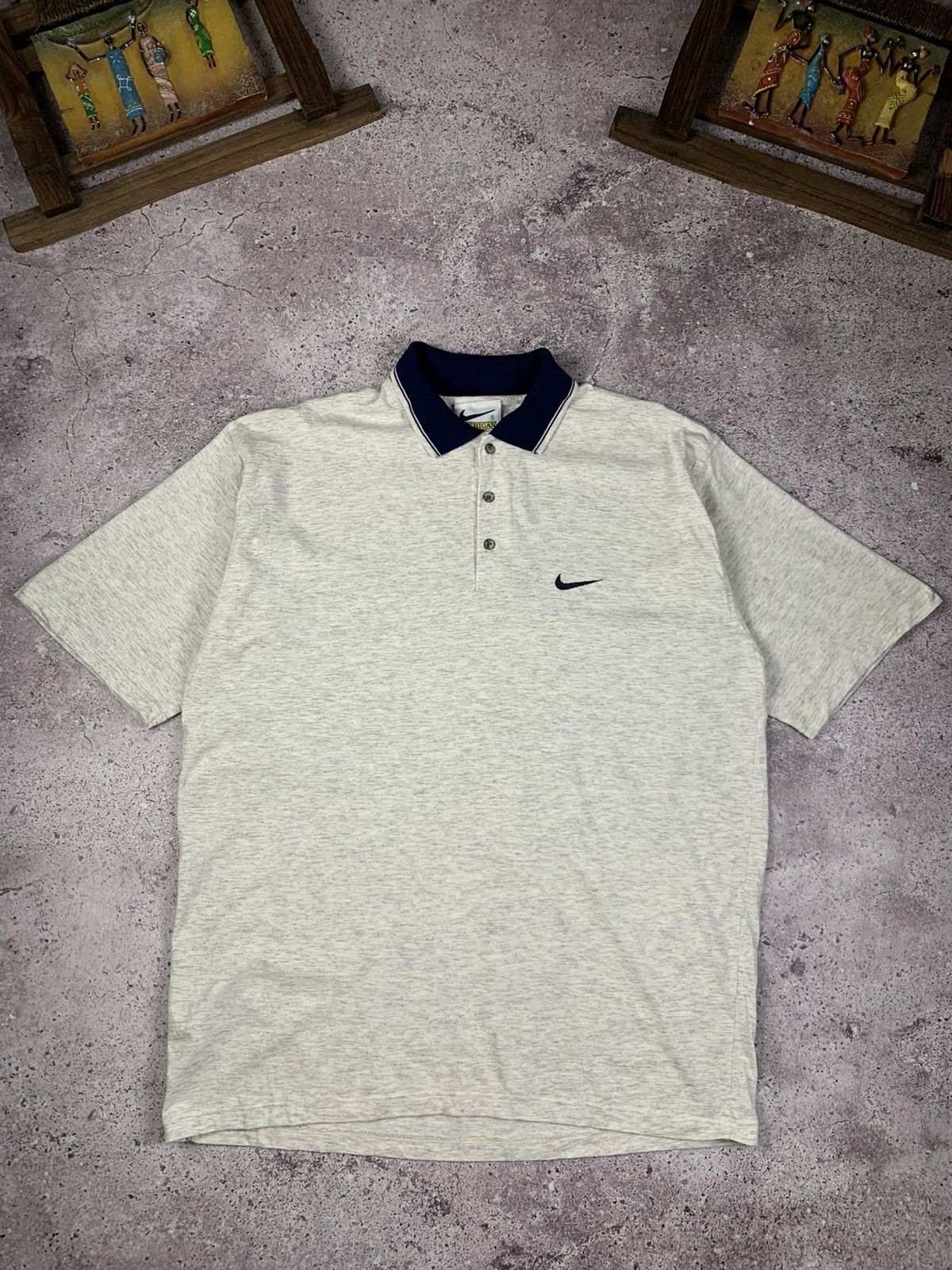Pre-owned Nike X Vintage Nike Michigan Polos T-shirt Swoosh Made In Usa In Blue/white