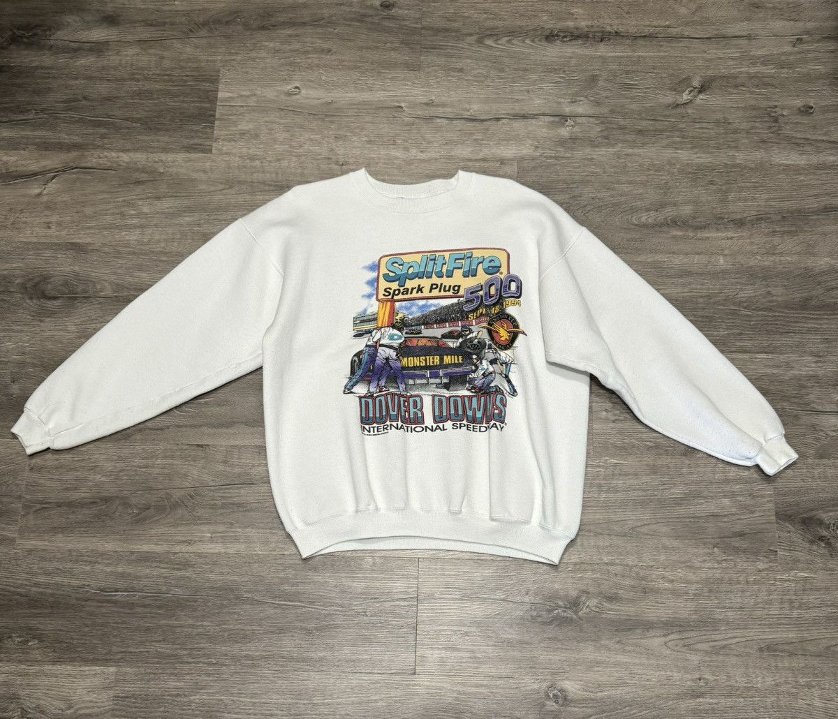 image of Nascar Vintage Dover Downs Crewneck Signed By Harry Gant in White, Men's (Size Large)