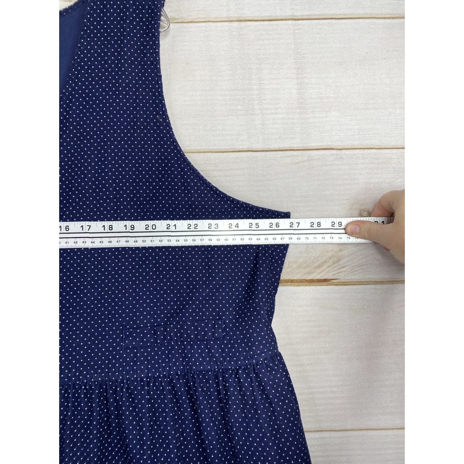 Vintage Vtg FADS Dress Womens 24W Blue Polka Dot Corduroy Sleeveless Pockets Cottagecore Size 4XL / US 24-26 - 3 Thumbnail