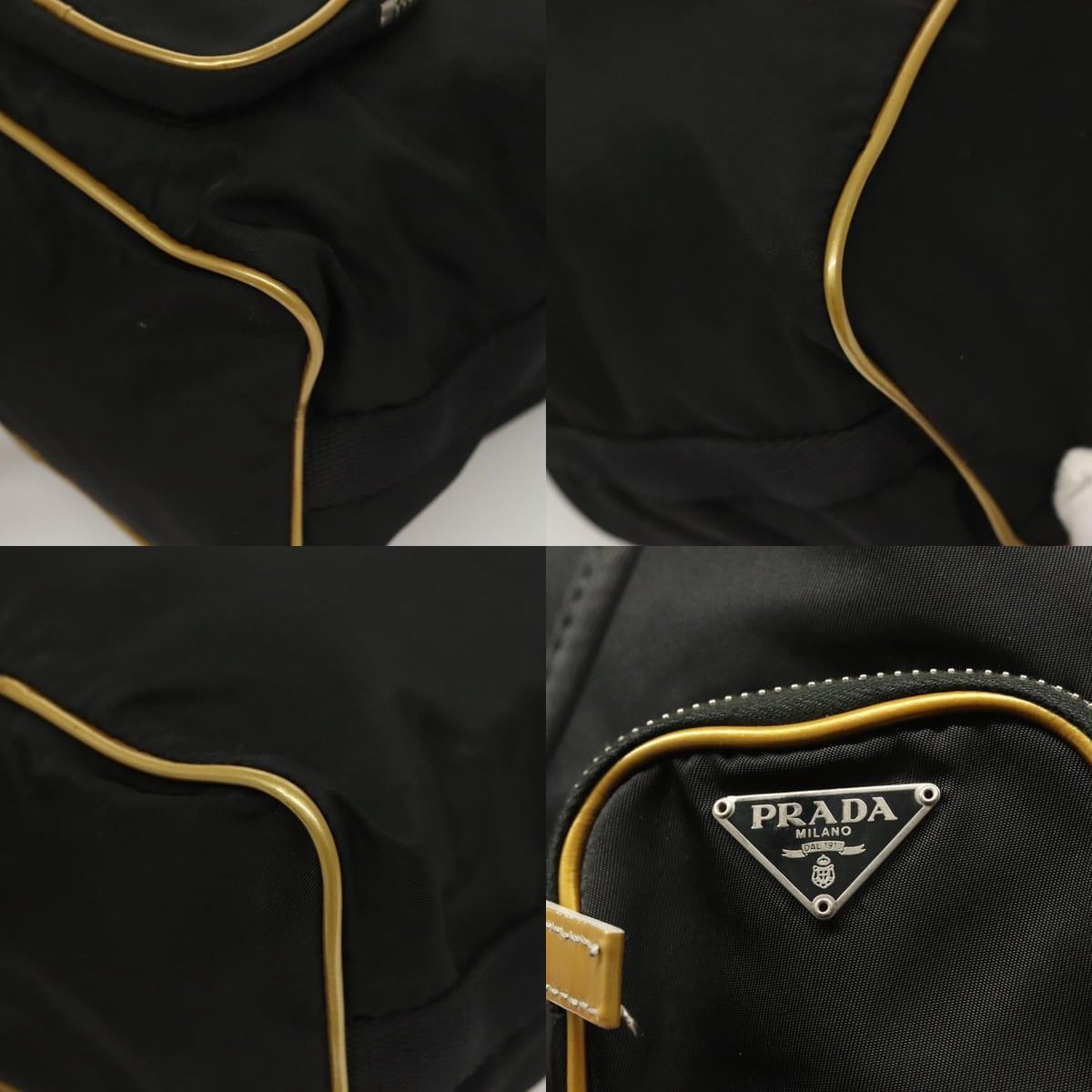 Prada PRADA Hand Bag Nylon Black Gold Size ONE SIZE - 11 Thumbnail