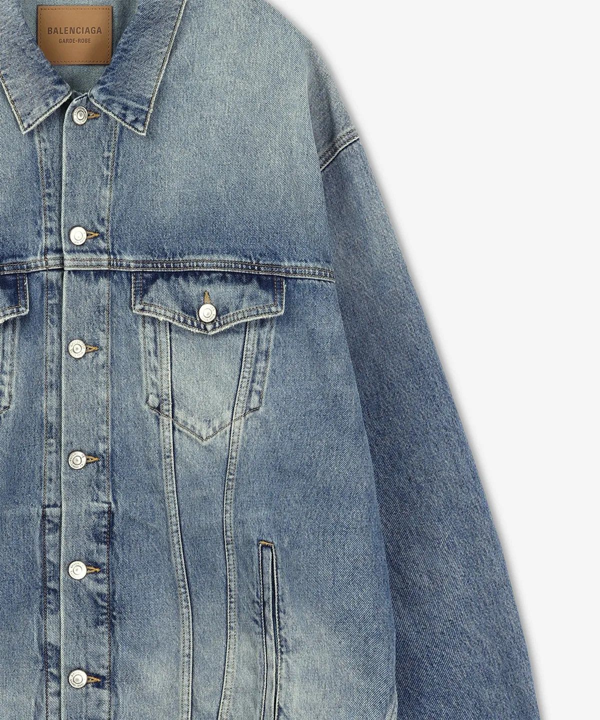 Balenciaga o1w1db10126 Denim Oversized Jacket in Blue Size US L / EU 52-54 / 3 - 3 Thumbnail