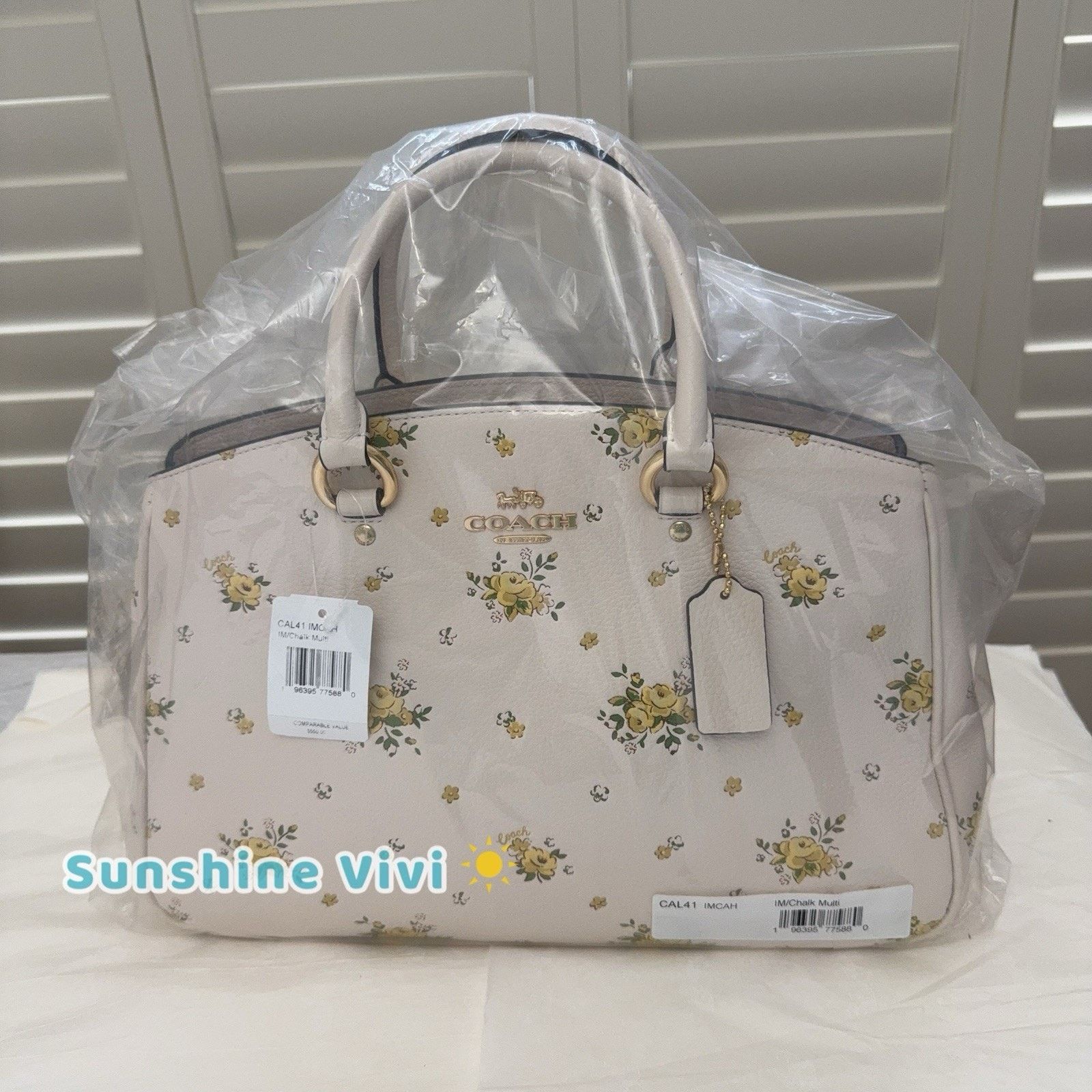 Coach NWT Coach Savannah Carryall Bag Floral Leather CAL41 Chalk Size ONE SIZE - 2 Thumbnail