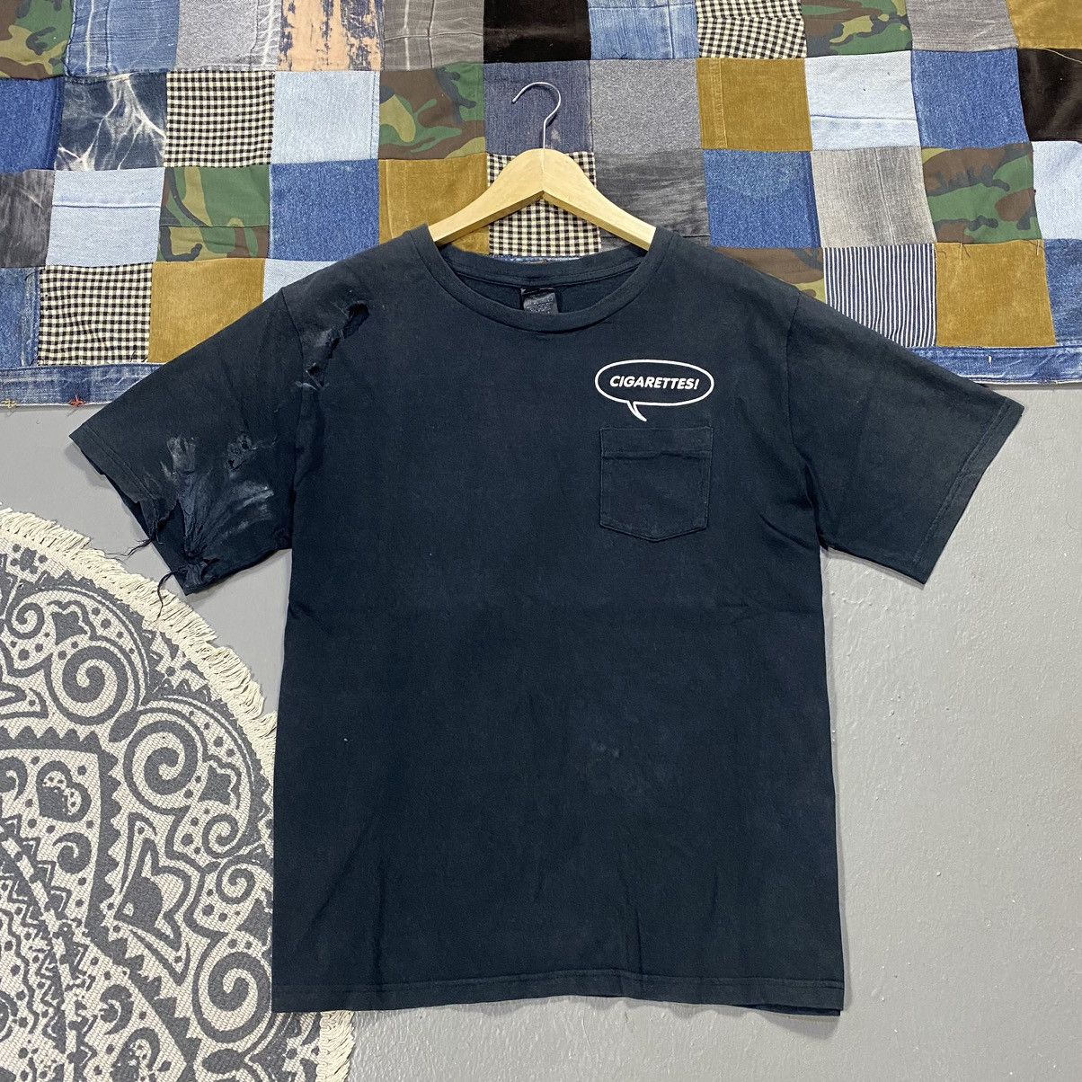 Japanese Brand × Number (N)ine Number Nine Cigarettes Pocket Distressed Tshirt Size US M / EU 48-50 / 2 - 1 Thumbnail