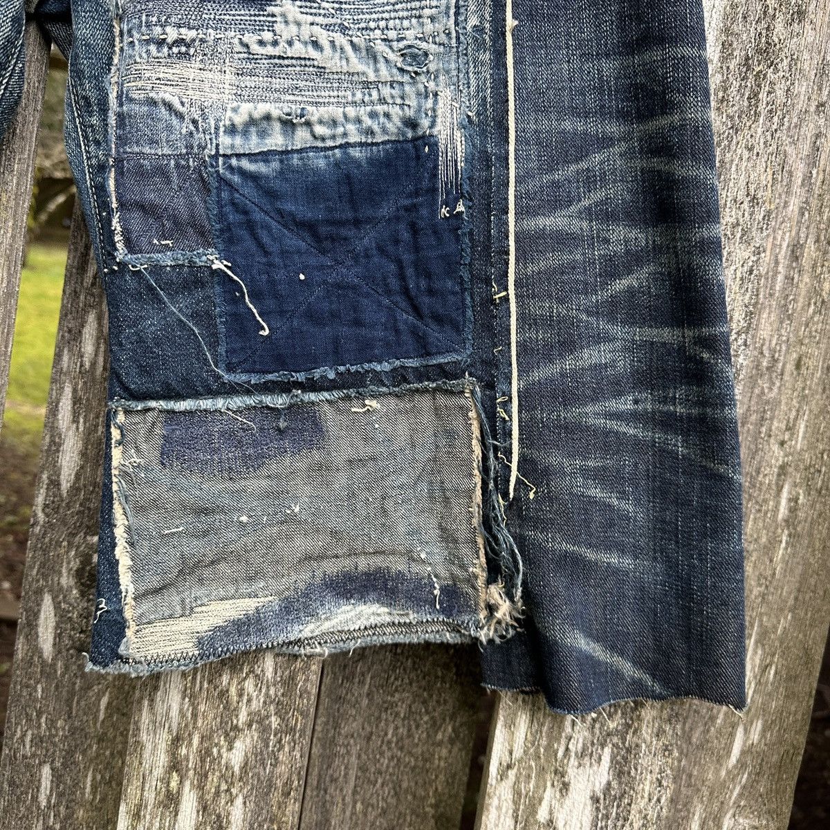 Kapital Selvedge Buckle Back Crash Boro Denim Shorts jort 5 pockets Size US 36 / EU 52 - 3 Thumbnail