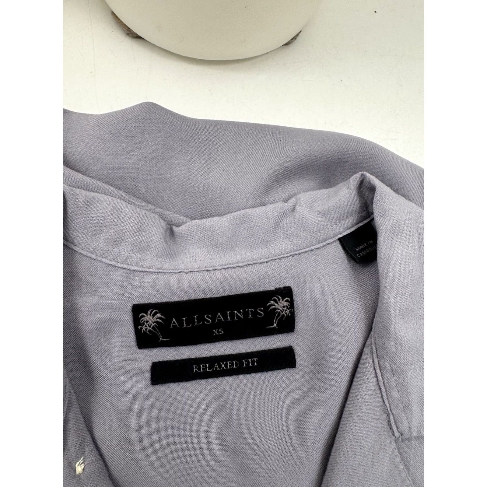 Allsaints ALL SAINTS VENICE Embroidered XS Shirt Mens Button-Up Short Sleeve Gray 4G Size US XS / EU 42 / 0 - 4 Thumbnail