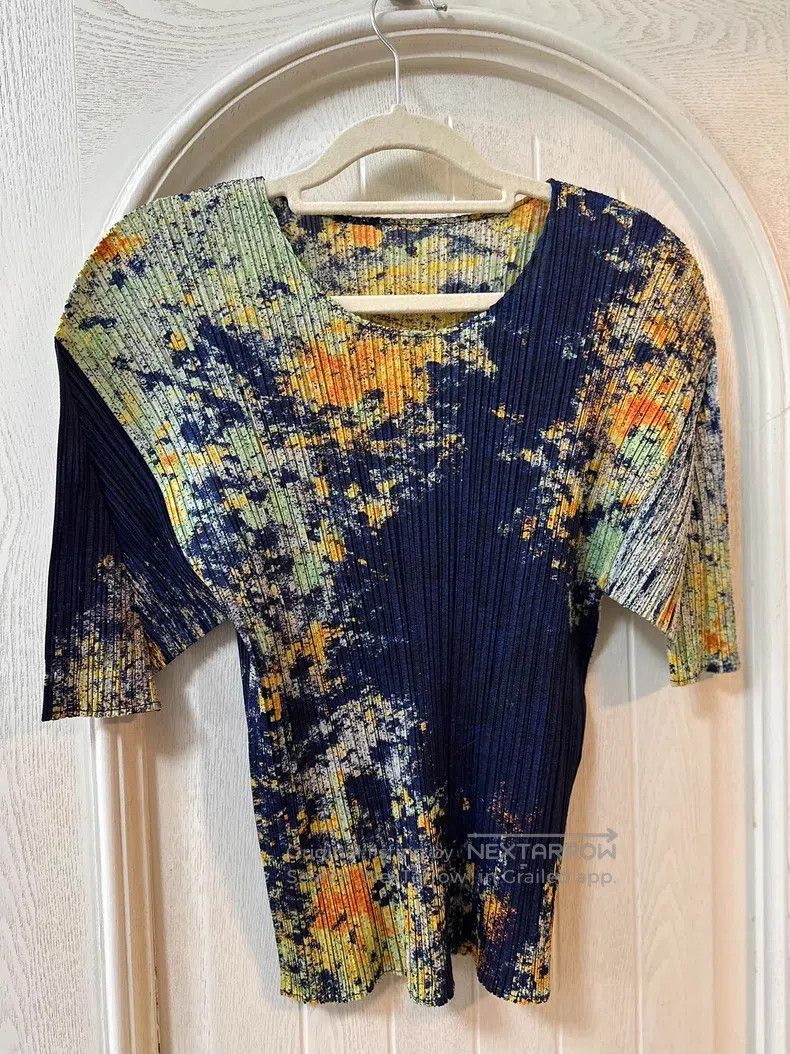 Issey Miyake Issey Miyake Starlight Blue Short-Sleeve Top Size L / US 10 / IT 46 - 1 Thumbnail