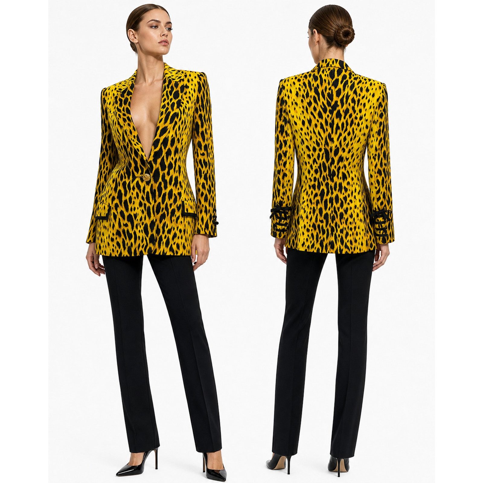Versace × Vintage Gianni Versace Couture SS1992 Leopard Silk Blazer Size XS / US 0-2 / IT 36-38 - 8 Thumbnail