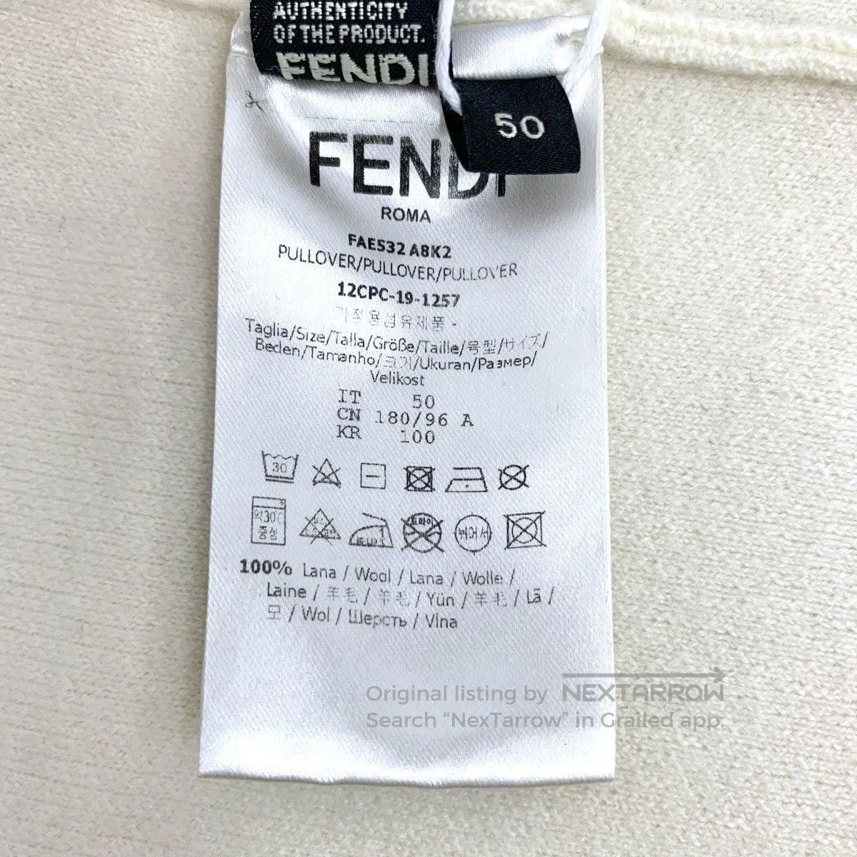Fendi White Zip-Up Sweatshirt with Side Stripes. Size US L / EU 52-54 / 3 - 6 Thumbnail
