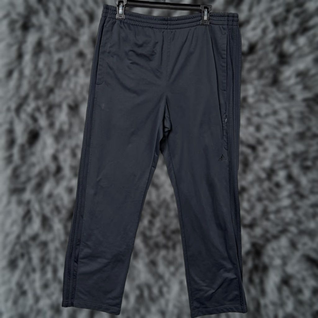Adidas Adidas Mens XL Track Pants - Gray - 3 Stripe Zip Pockets Athleisure - Elastic Waist Drawstring - Pockets - Gym & Training - Regular Fit Size US 36 / EU 52 - 1 Thumbnail