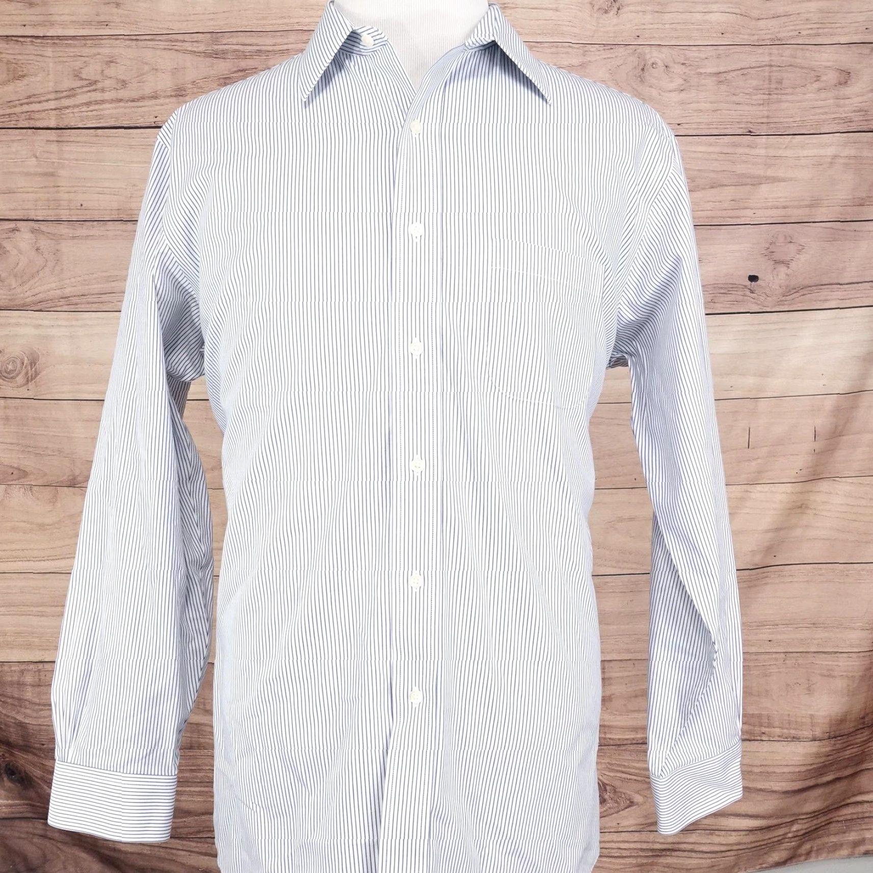 Brooks Brothers Brooks Brothers Dress Shirt Mens XL 17-4/5 Blue White Striped Regent Non-Iron Cotton Size US XL / EU 56 / 4 - 3 Thumbnail