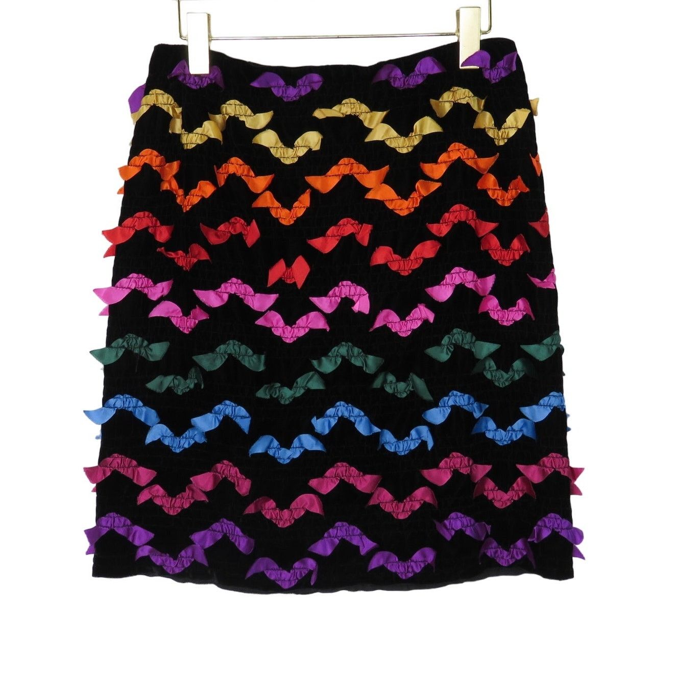 Vintage Vintage Handmade Rainbow Striped Frilly Ribbon Skirt 26" Size 26" / US 2 / IT 38 - 2 Thumbnail