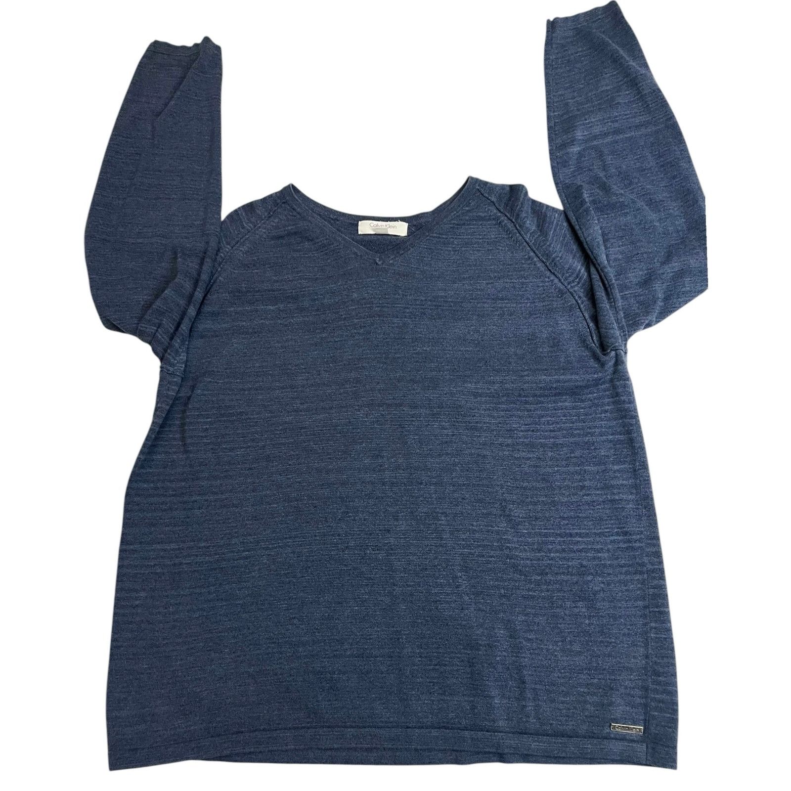 Calvin Klein Calvin Klein Slim Fit V-Neck Sweater XXL Blue Long Sleeve Size US XL / EU 56 / 4 - 9 Thumbnail