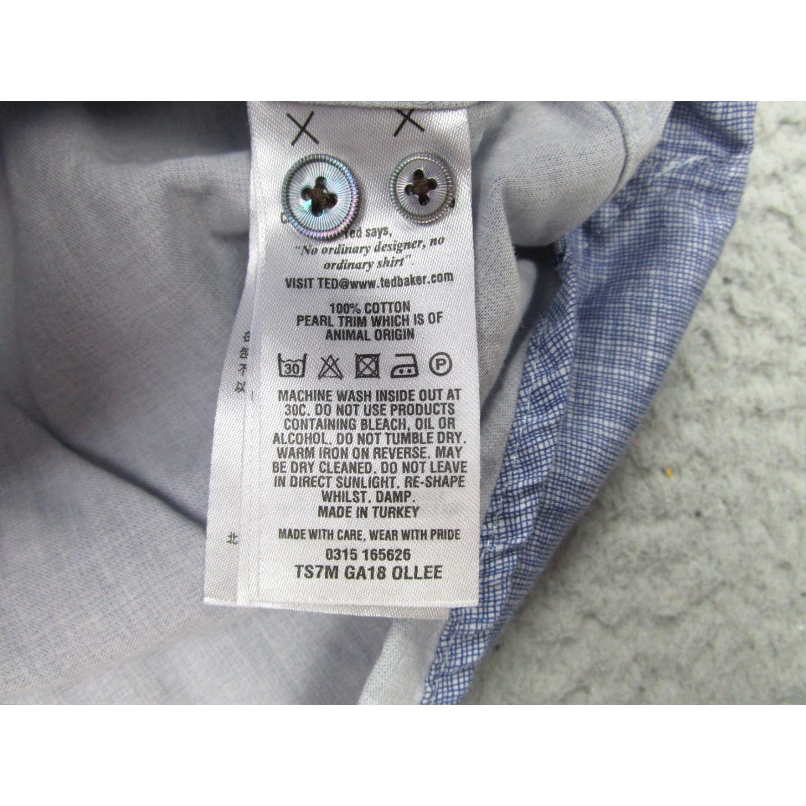 Ted Baker Ted Baker Shirt Mens Large Blue Button-Up Long Sleeve Dress Casual Pocket Geometric Crosshatch 100% Cotton Mens L Size US L / EU 52-54 / 3 - 5 Thumbnail
