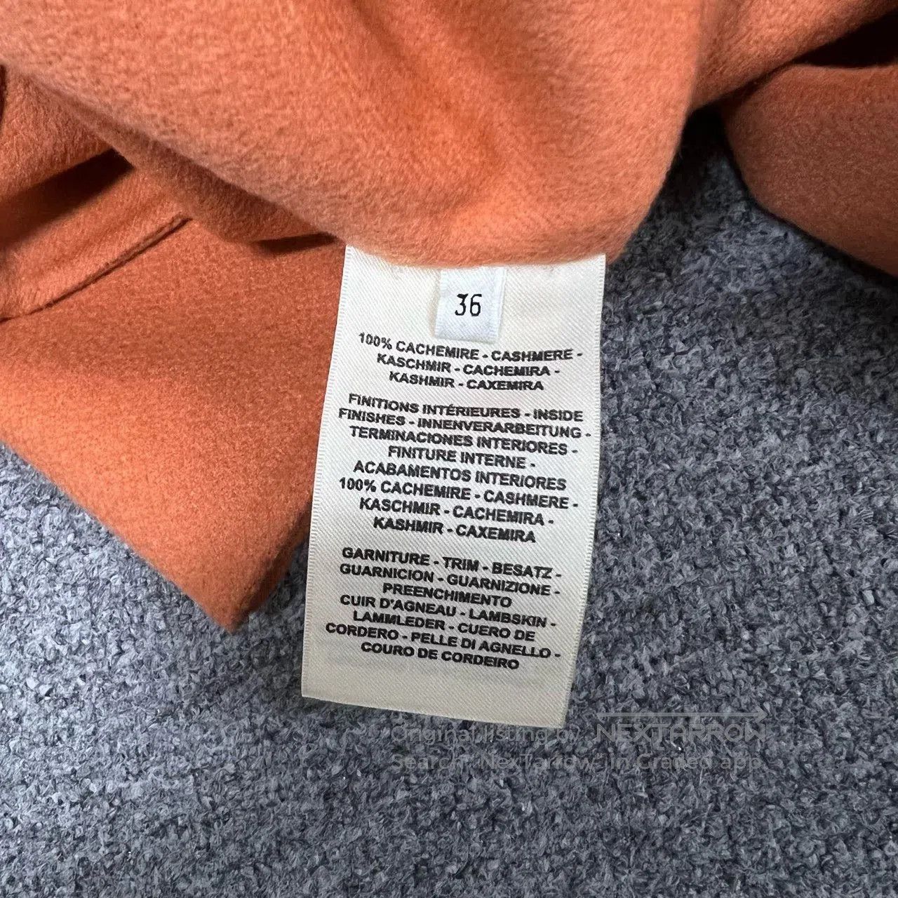 Hermes Hermes Orange Cashmere Coat with Leather Buckle. Size XS / US 0-2 / IT 36-38 - 5 Thumbnail