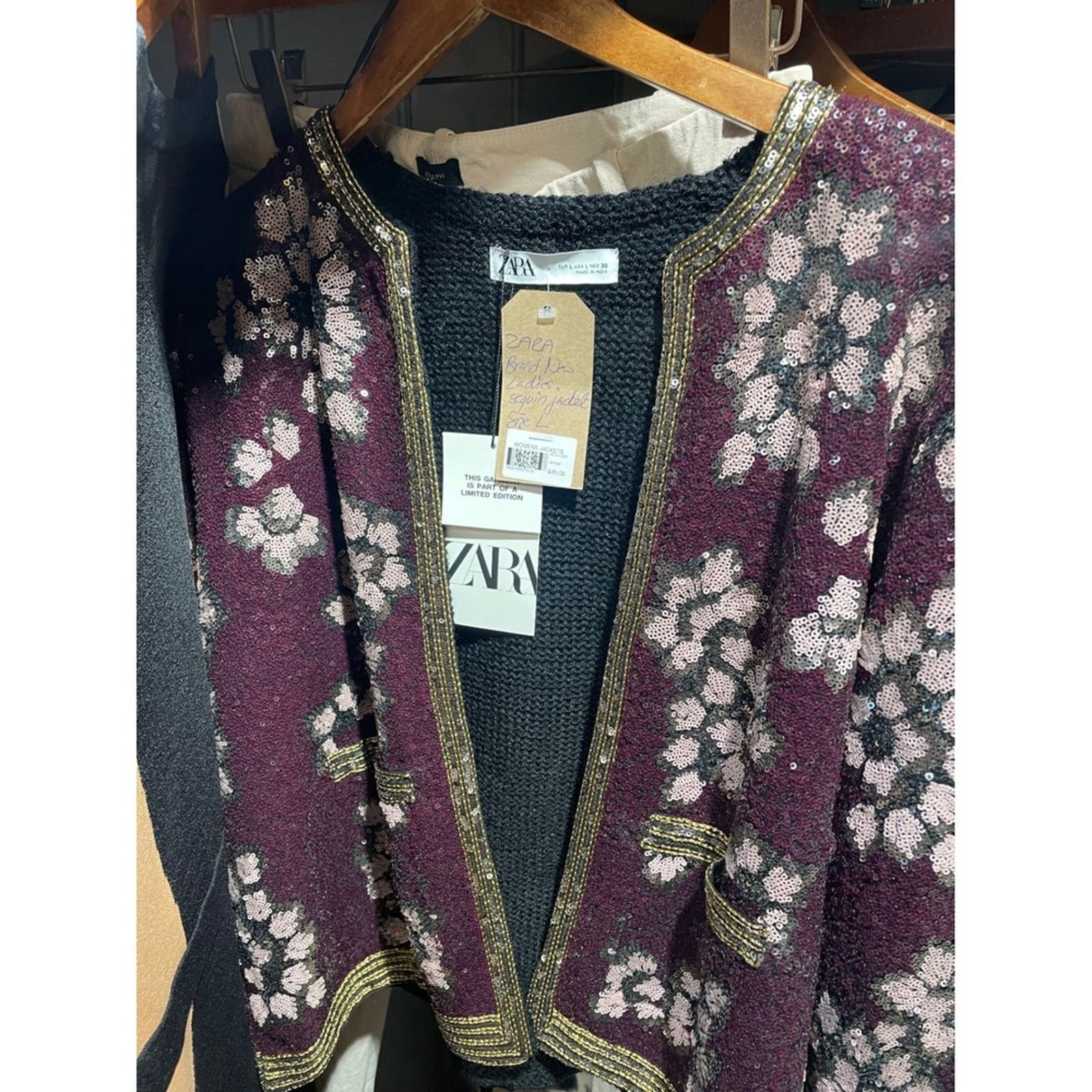 Zara ZARA Limited Edition Embellished Floral Sequin Jacket – NWT Size L / US 10 / IT 46 - 2 Thumbnail