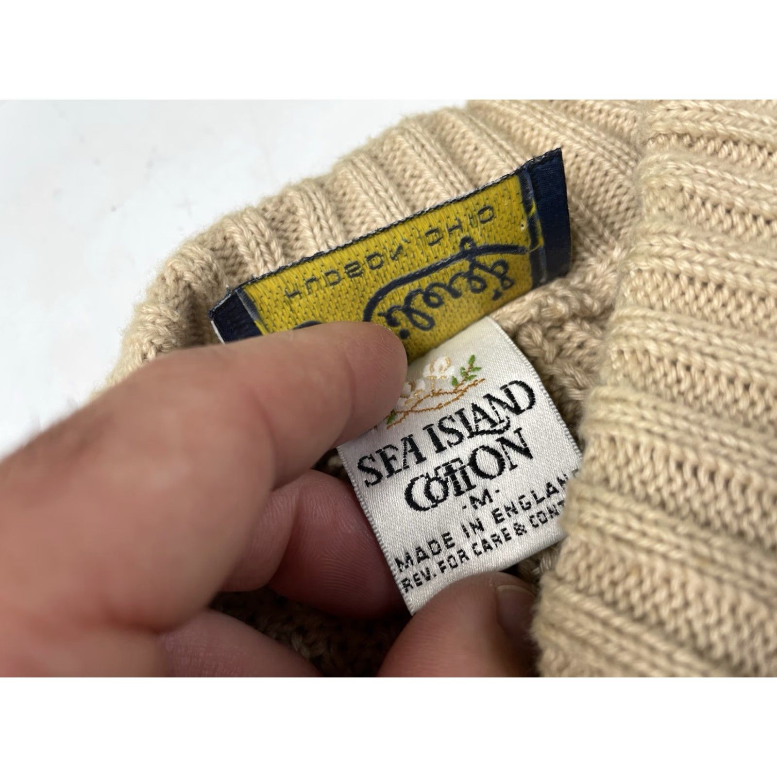 Vintage Riley’s Sweater Men Crew Neck Knit Heavyweight Cable-Knit Beige Cotton M Casual, Winter, Fall, Classic, Logo, Relaxed Fit Size US M / EU 48-50 / 2 - 4 Thumbnail