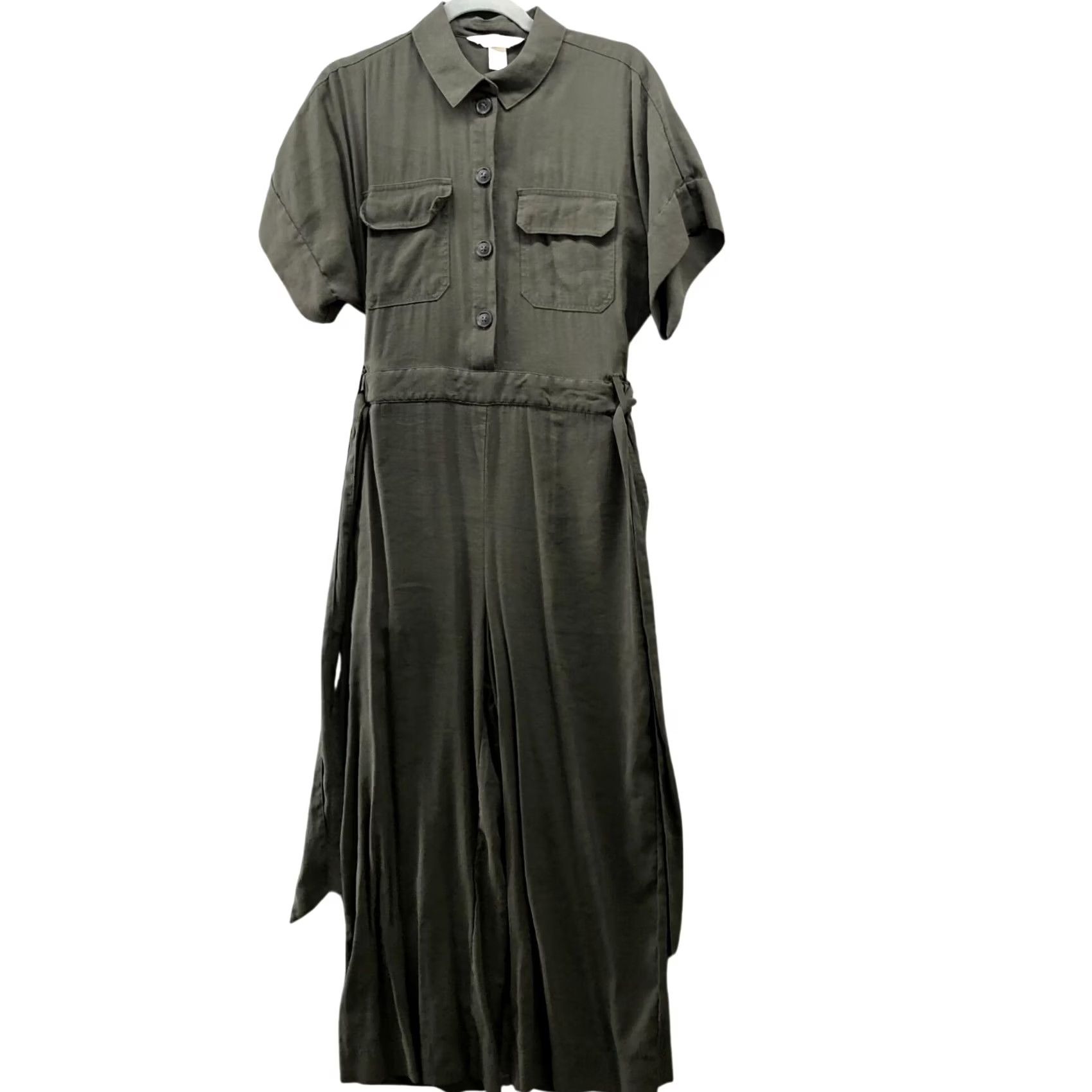 H&M H&M Wide Leg Utility Jumpsuit Womens 6 Army Green Tie Waist Short Sleeve Jumpsuit Womens 6 Army Green Tie Waist Short Sleeve Size 28" / US 6 / IT 42 - 2 Thumbnail