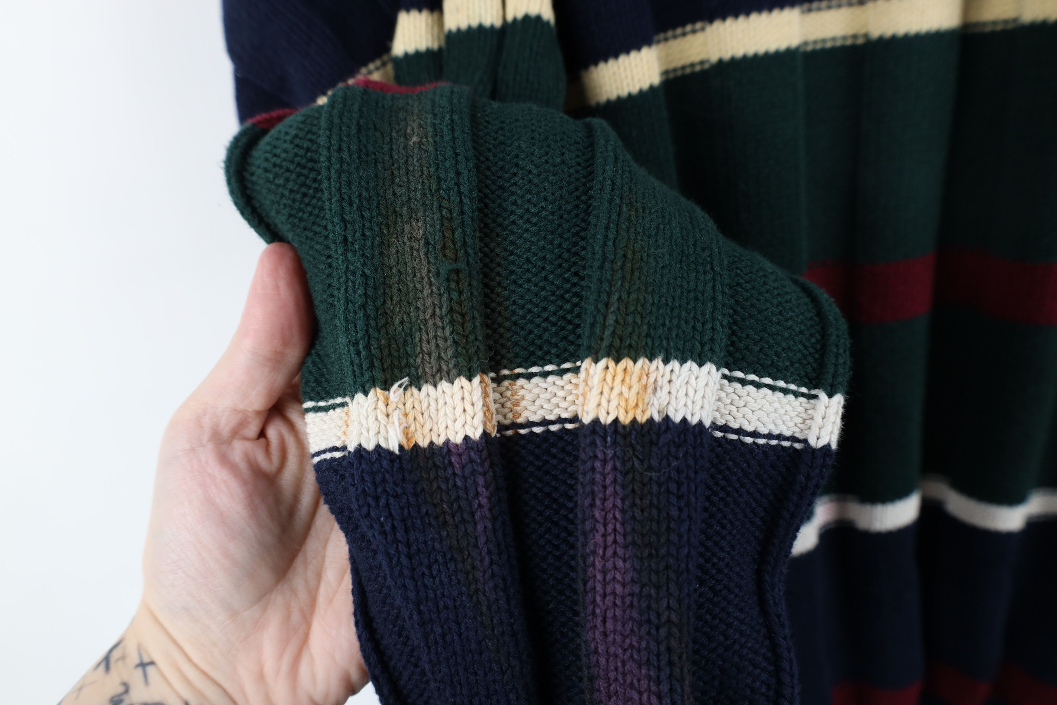 Vintage 90s Izod Knit Striped Color Block Sweater Cotton