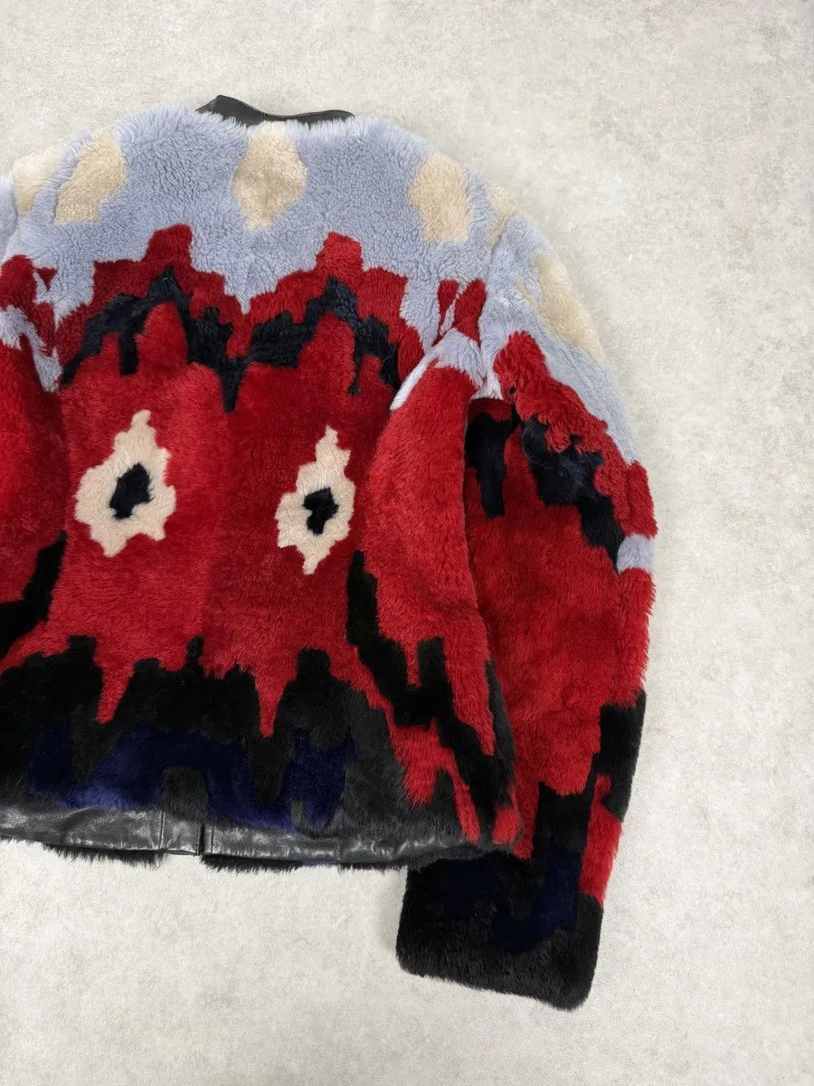 Emporio Armani FW2015 Emporio Armani Red & Blue Abstract Lamb Shearling Jacket Size M / US 6-8 / IT 42-44 - 7 Thumbnail