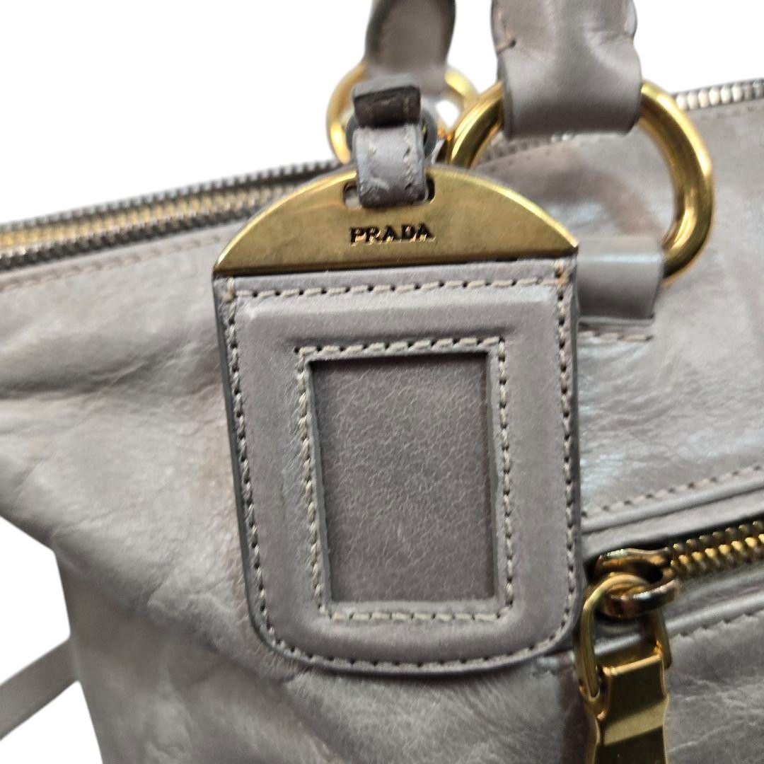 Prada Prada - Saffiano Handbag Gray Leather Gold Hardware Shoulder Size ONE SIZE - 3 Thumbnail