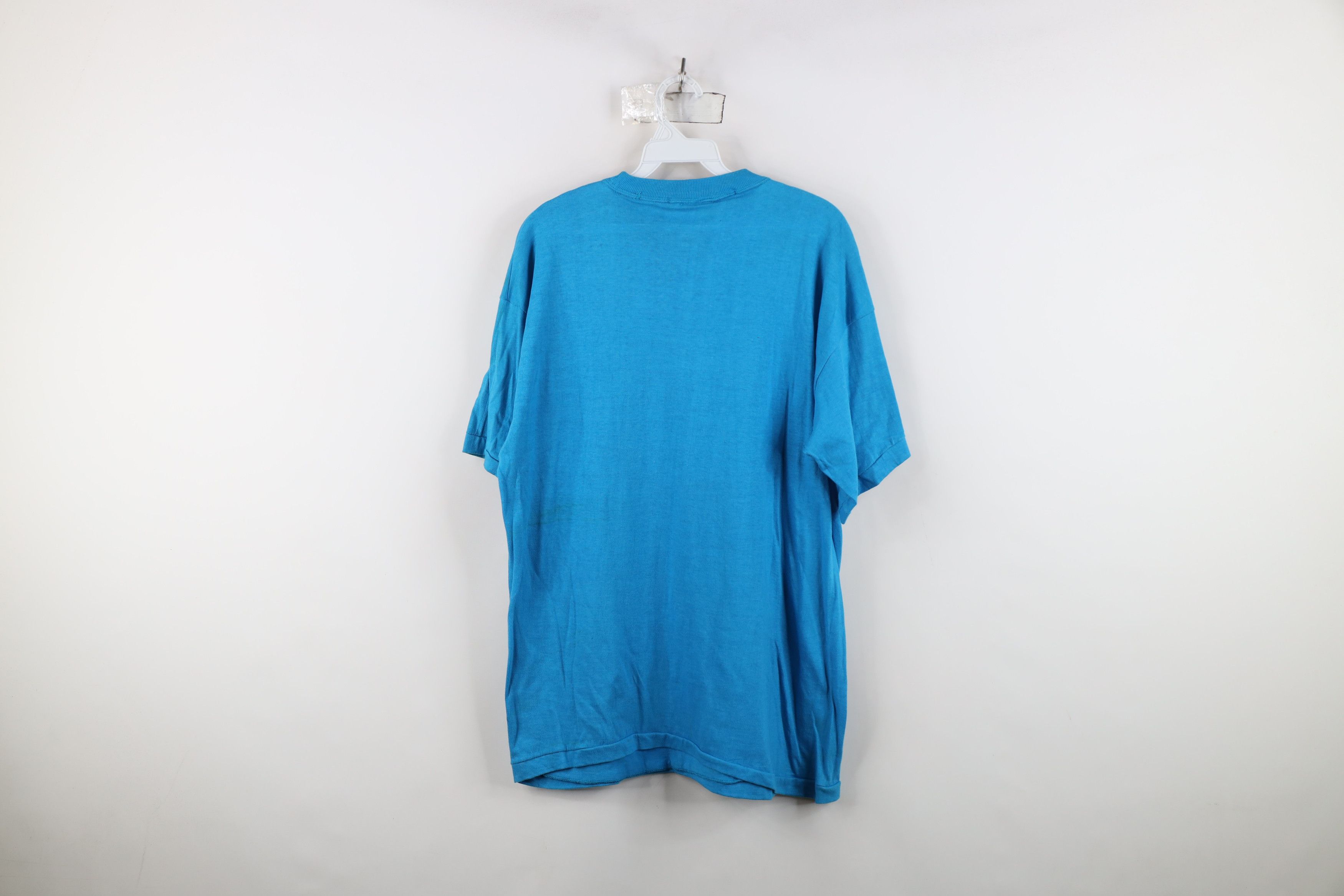 Vintage Vintage 90s Streetwear Distressed Blank Pocket T-Shirt Blue Size US M / EU 48-50 / 2 - 11 Thumbnail