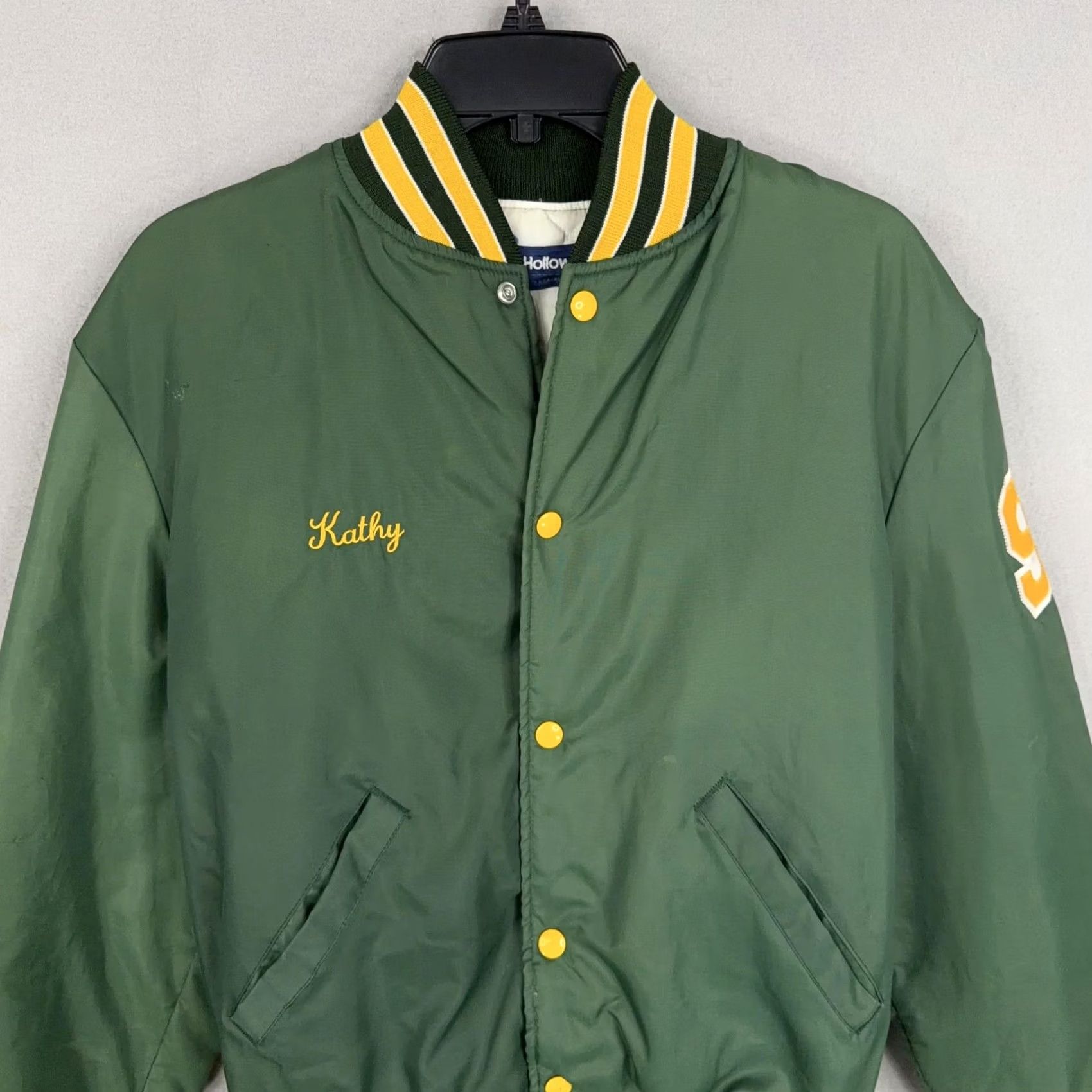 Holloway VINTAGE Holloway Varsity Jacket Womens Medium Green 90s Heritage Cheerleader Embroidered Pockets Snaps Size M / US 6-8 / IT 42-44 - 3 Thumbnail
