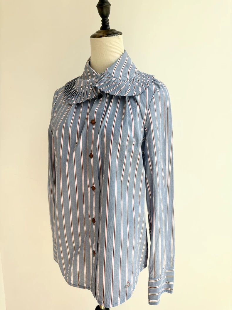 Other Vivienne Westwood size3 Blue striped yuanbao collar shirt Size M / US 6-8 / IT 42-44 - 3 Thumbnail