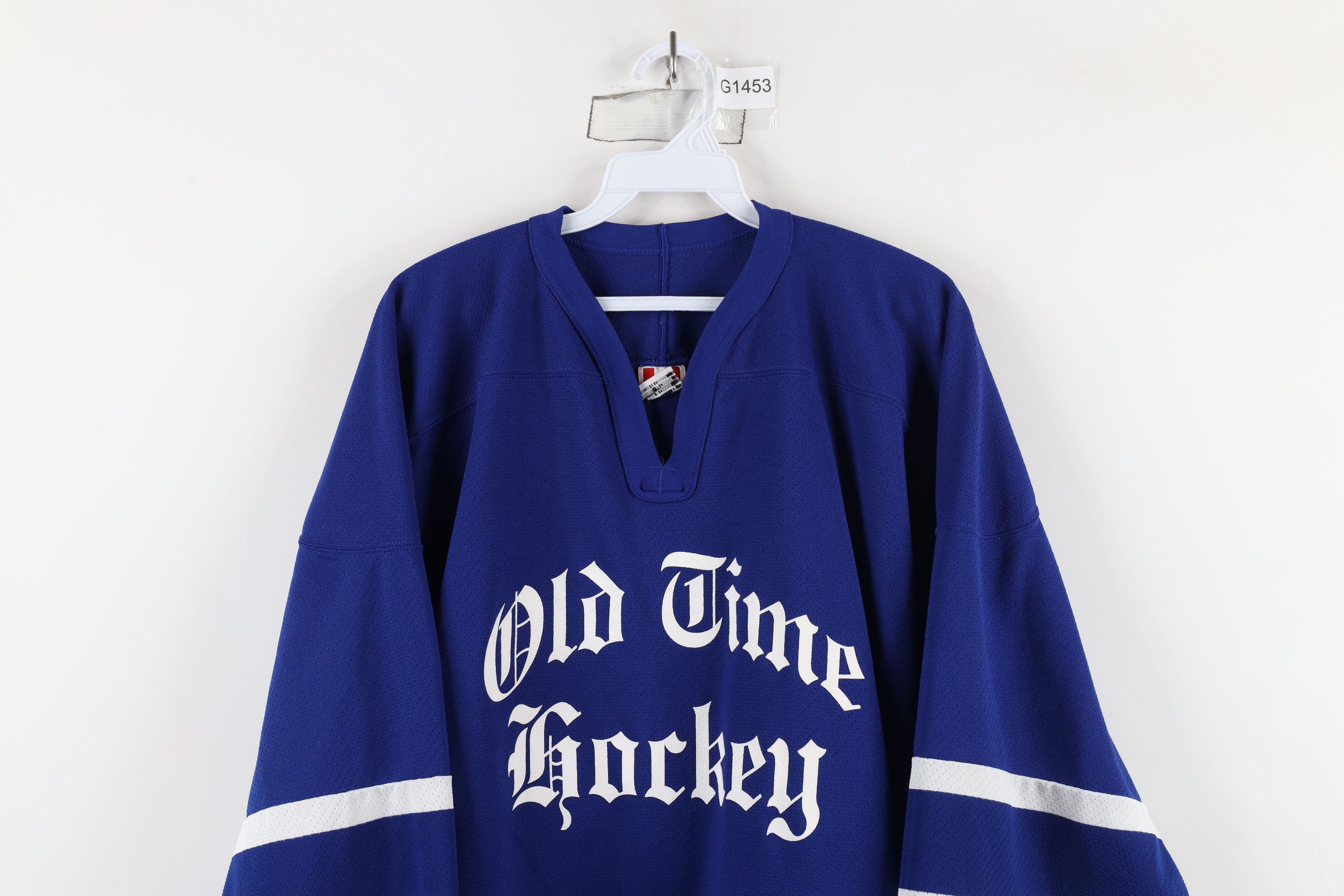 Vintage Vintage 90s CCM English Old Time Hockey Jersey Blue White Size US XL / EU 56 / 4 - 2 Thumbnail