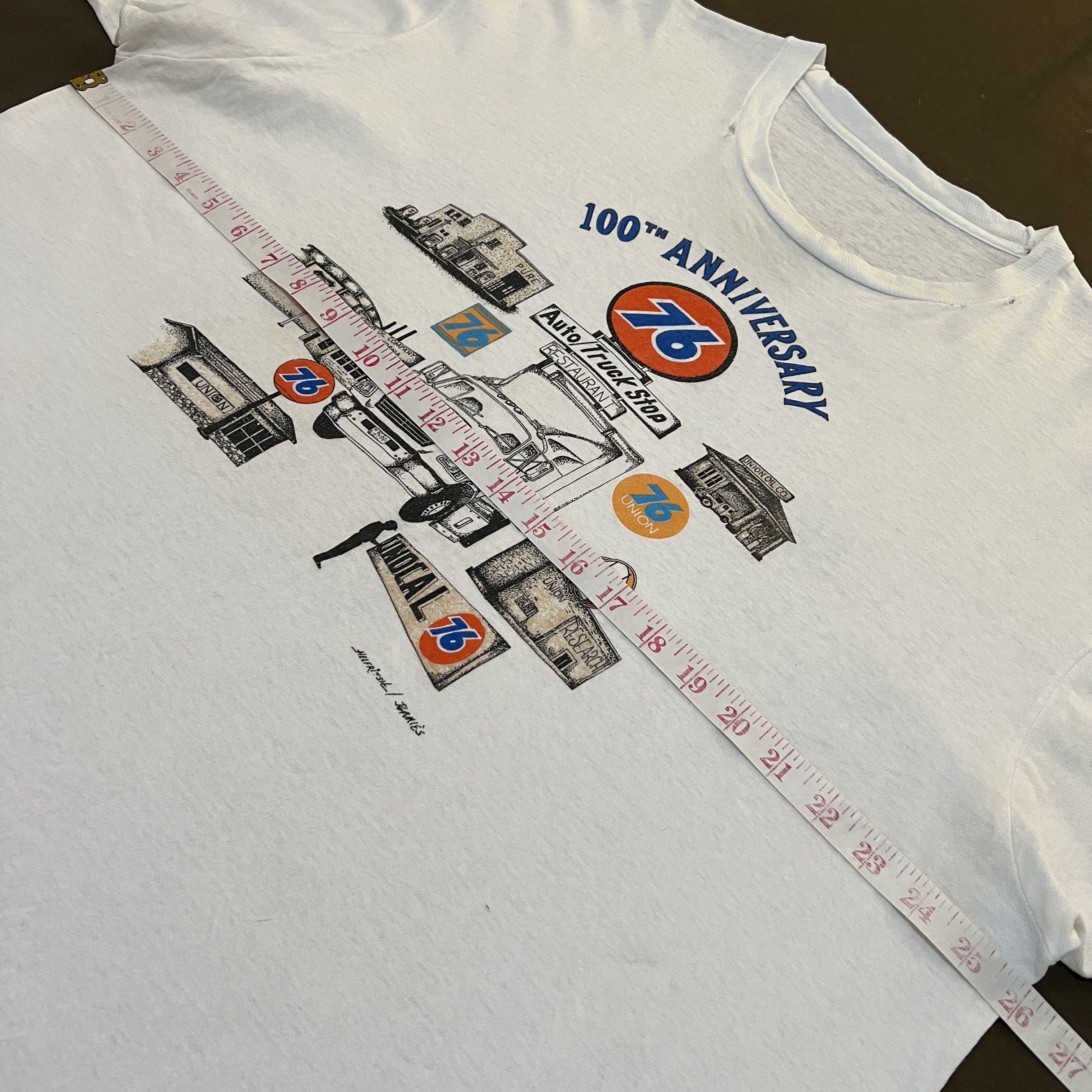 Japanese Brand × Vintage Vintage 90s anniversary 76 Lubricant Oil Promo Tee 2XL Size US XXL / EU 58 / 5 - 8 Thumbnail