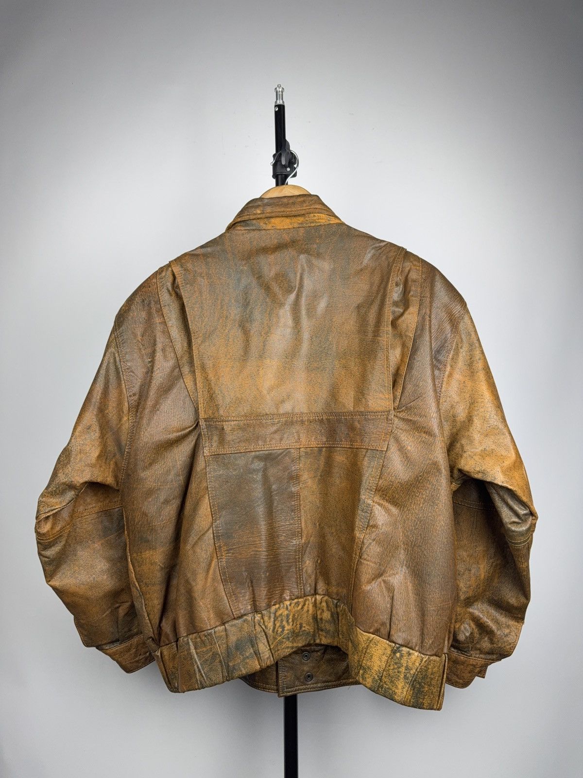Genuine Leather Vintage Avant Garde 90s Grunge Leather Bomber Jacket Brown Size US S / EU 44-46 / 1 - 2 Thumbnail