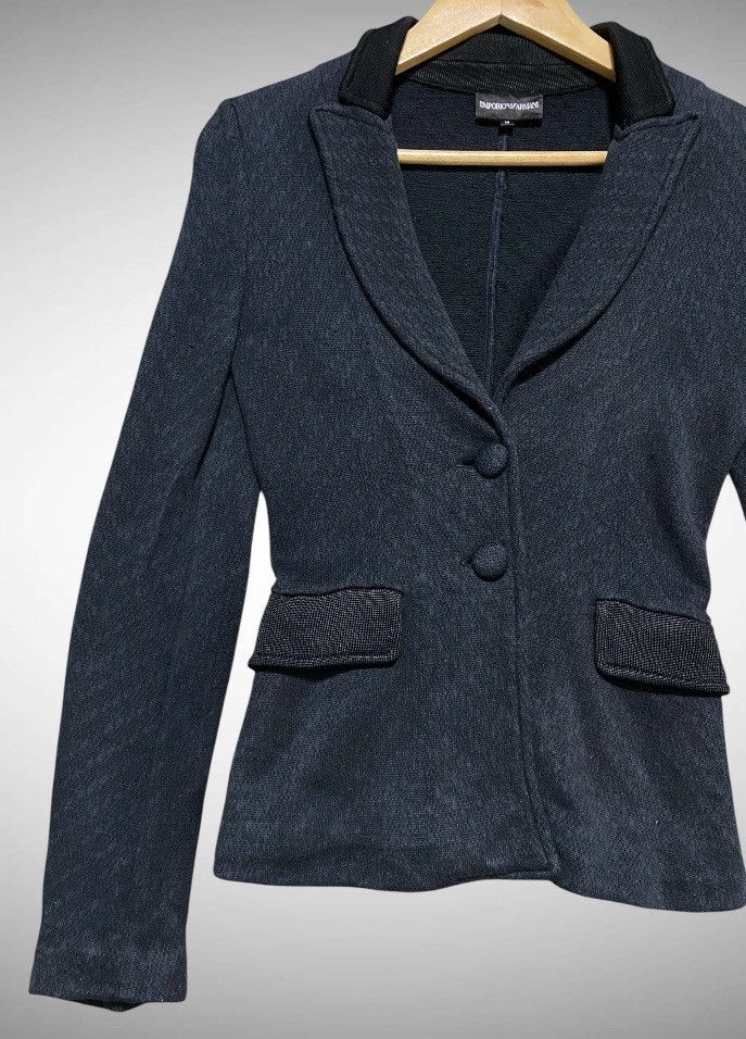 Emporio Armani Emperio Armani Knit Blazer Contrast Collar & Peplum Balck Size S / US 4 / IT 40 - 4 Thumbnail