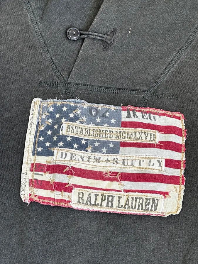 Polo Ralph Lauren 2010s Ralph Lauren Dark Grey USA Flag Buttoned Hoodie Size US M / EU 48-50 / 2 - 7 Thumbnail