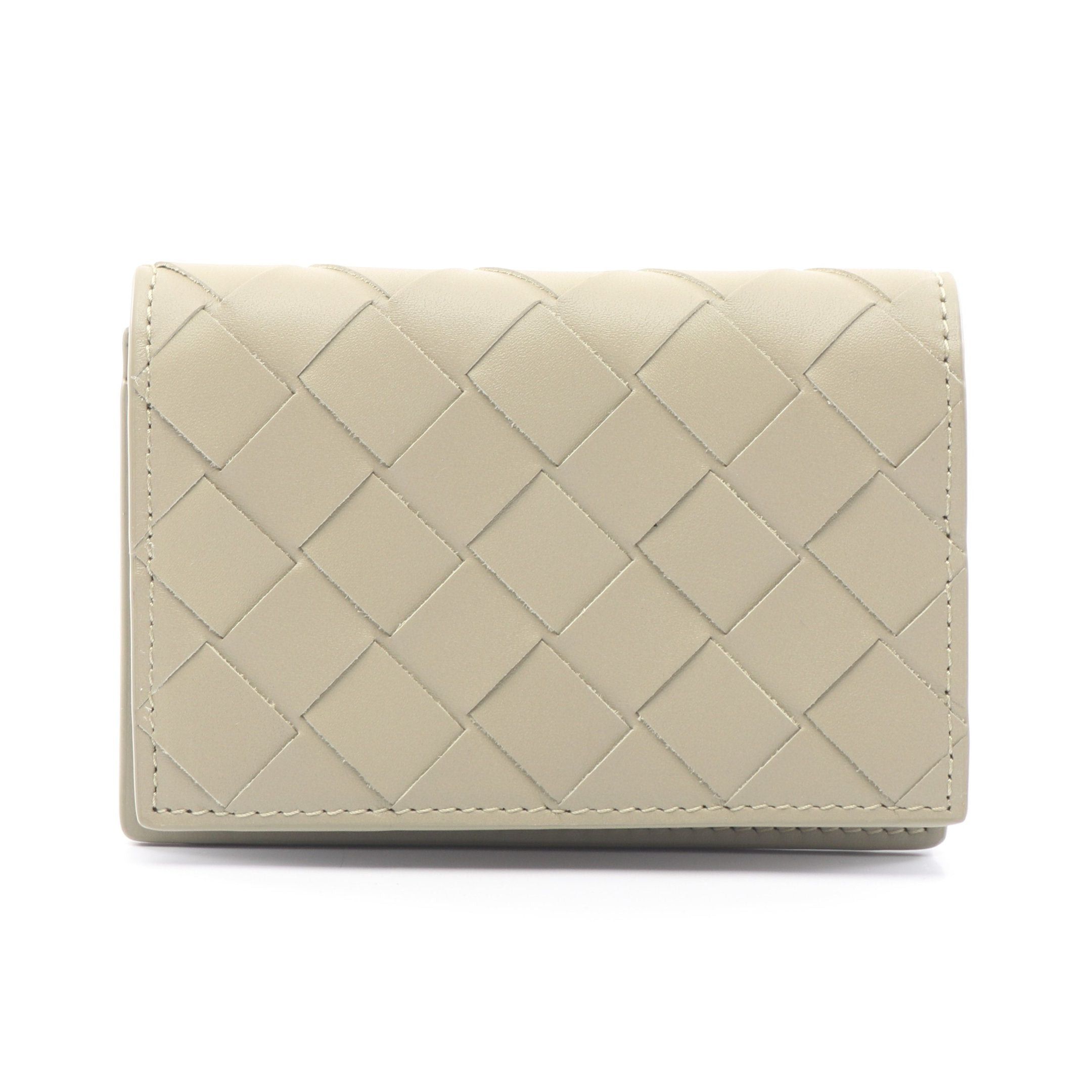 Bottega Veneta Bottega Veneta Intrecciato Card Case Name Holder Leather Khaki Beige Size ONE SIZE - 1 Thumbnail