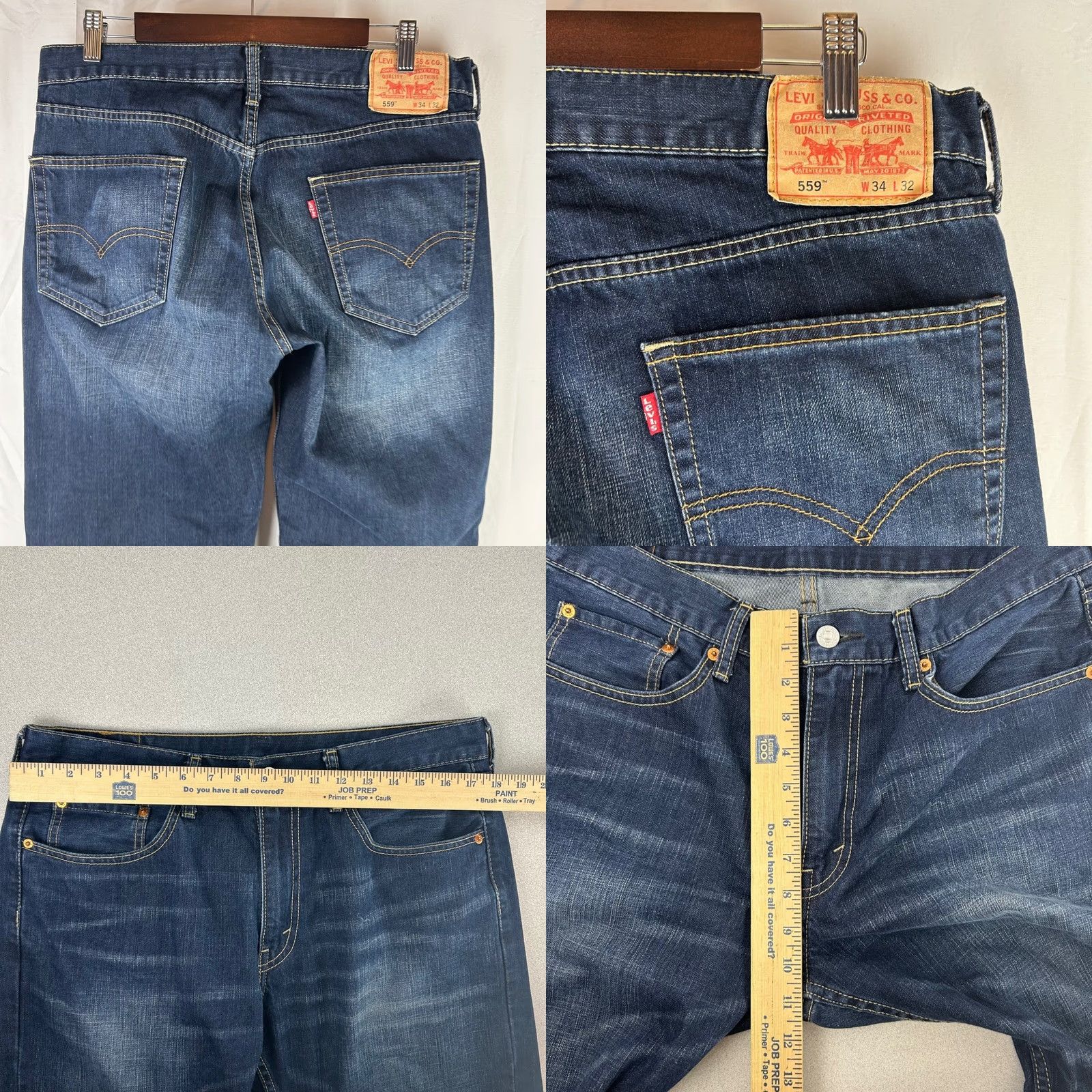 Levi's Levi's 559 Relaxed Straight Jeans Mens 34x32 Dark Wash Denim 5-Pocket Button Zip Cotton | Levi's 600 Series Size US 34 / EU 50 - 8 Thumbnail