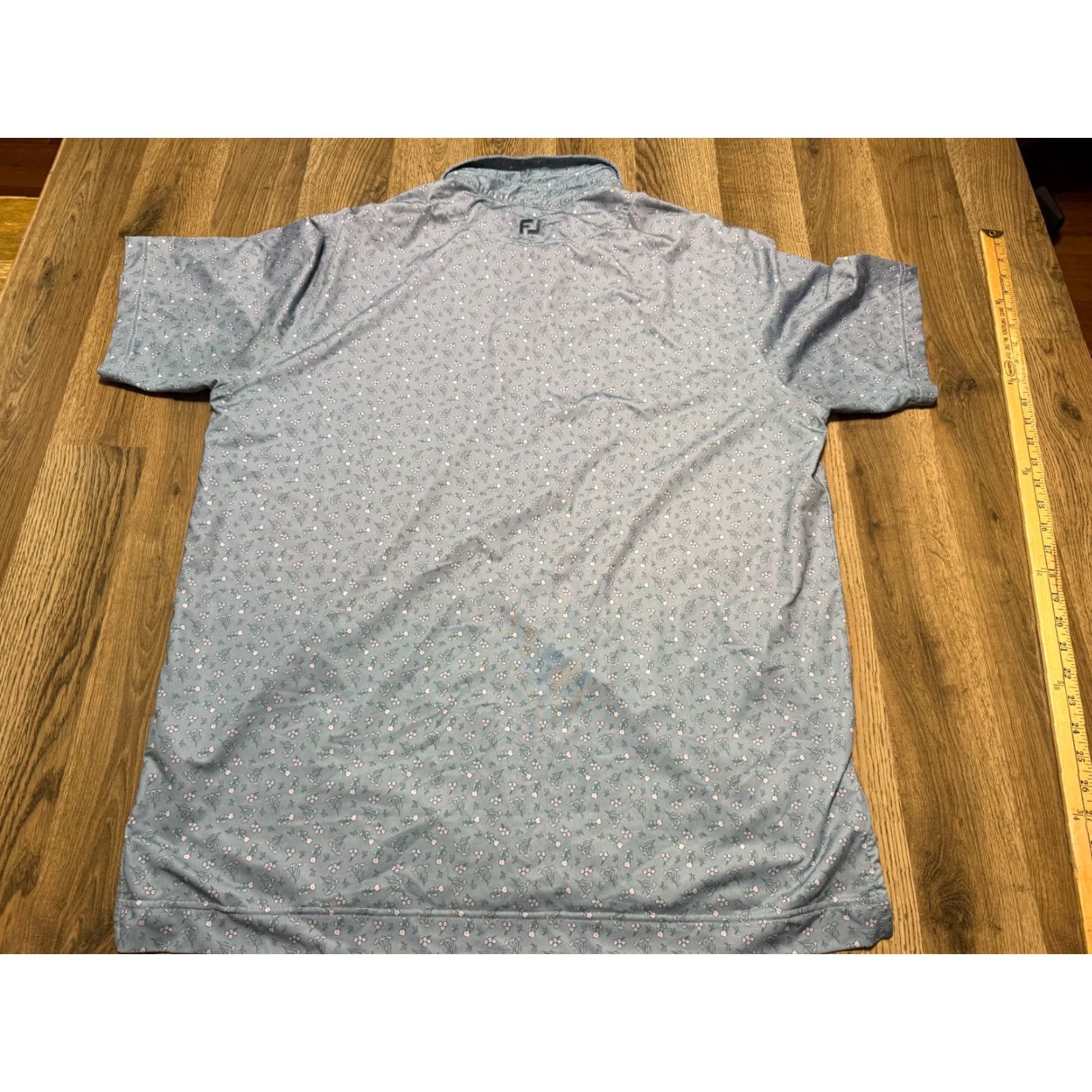 Footjoy FJ Polo Shirt Men's XL Short Sleeve Blue Green Pink Flowers Golf Casual Polo Shirt Size US XL / EU 56 / 4 - 2 Thumbnail
