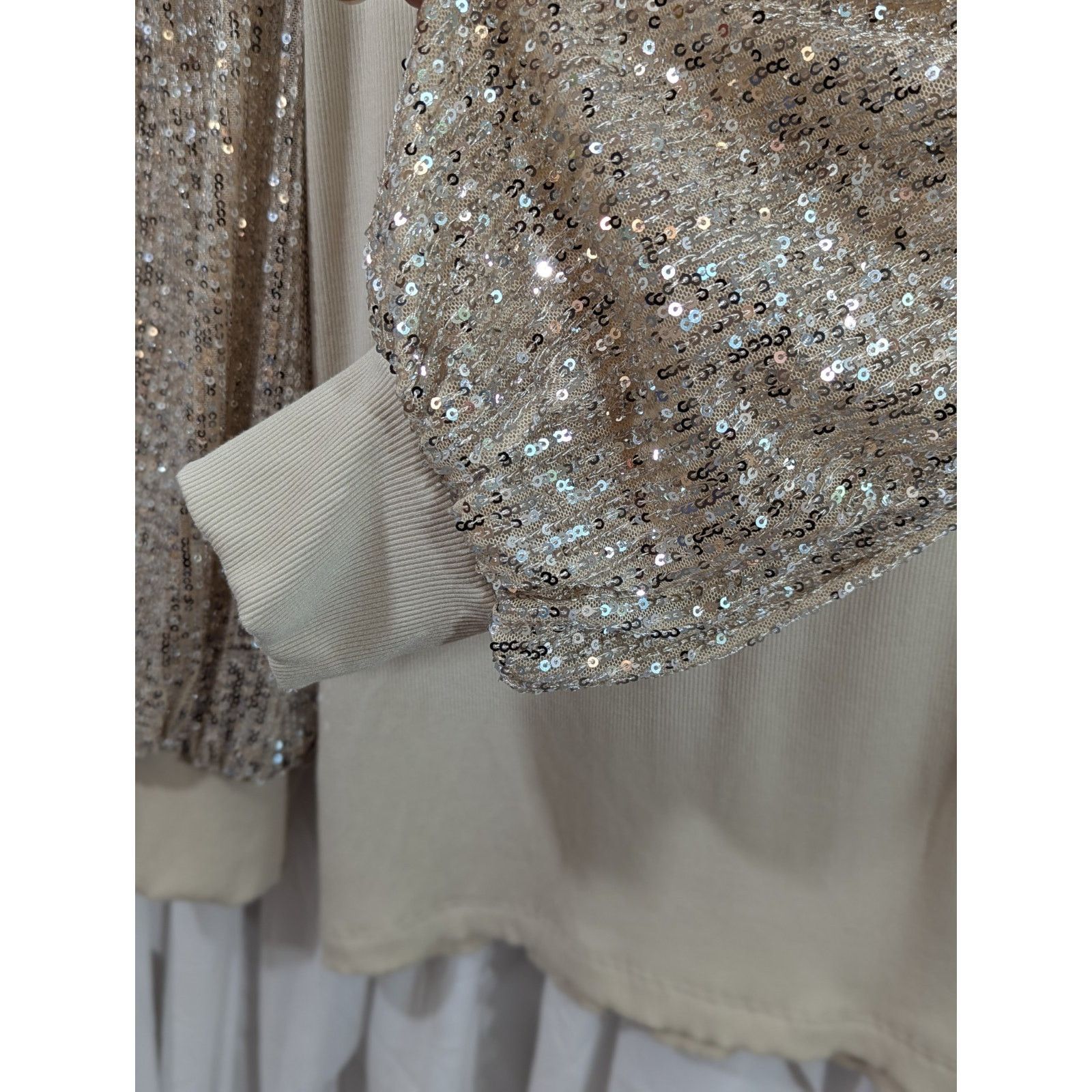 Torrid Torrid Sequin Ribbed Knit Top - Champagne - Size 00 / M Size L / US 10 / IT 46 - 8 Thumbnail