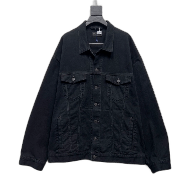 Balenciaga Balenciaga Black Denim Jacket with Logo Size US M / EU 48-50 / 2 - 1 Thumbnail