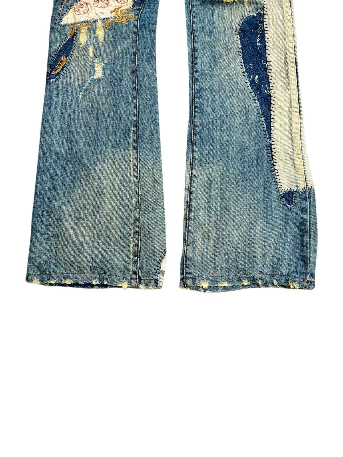 If Six Was Nine 2000s Japanese Brand - Hippie Patchwork Flared Denim Pants Size US 29 - 5 Thumbnail