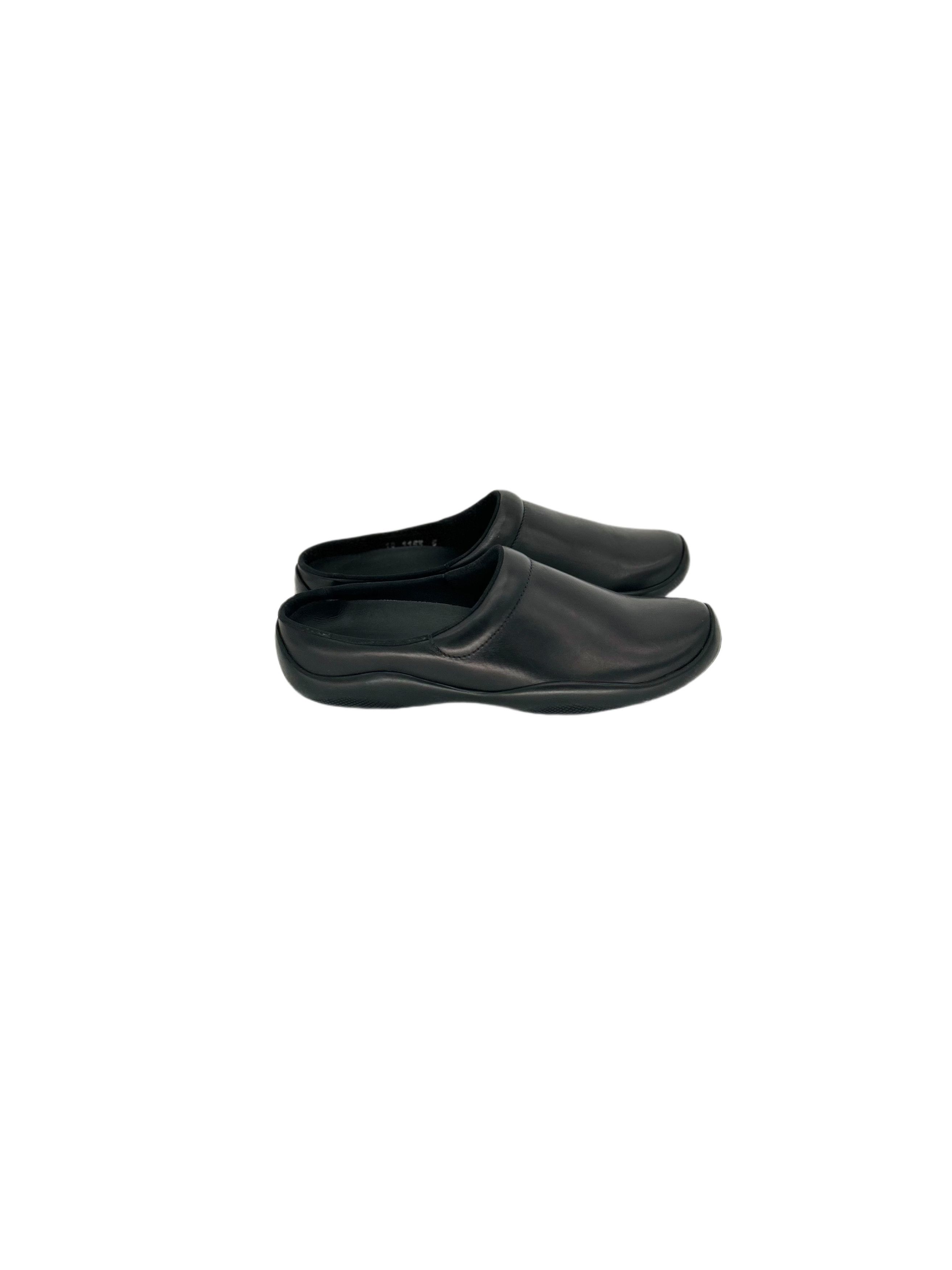 Prada Prada Linea Rossa 'Sport' Black Calf Leather Mules Size US 6 / EU 39 - 2 Thumbnail