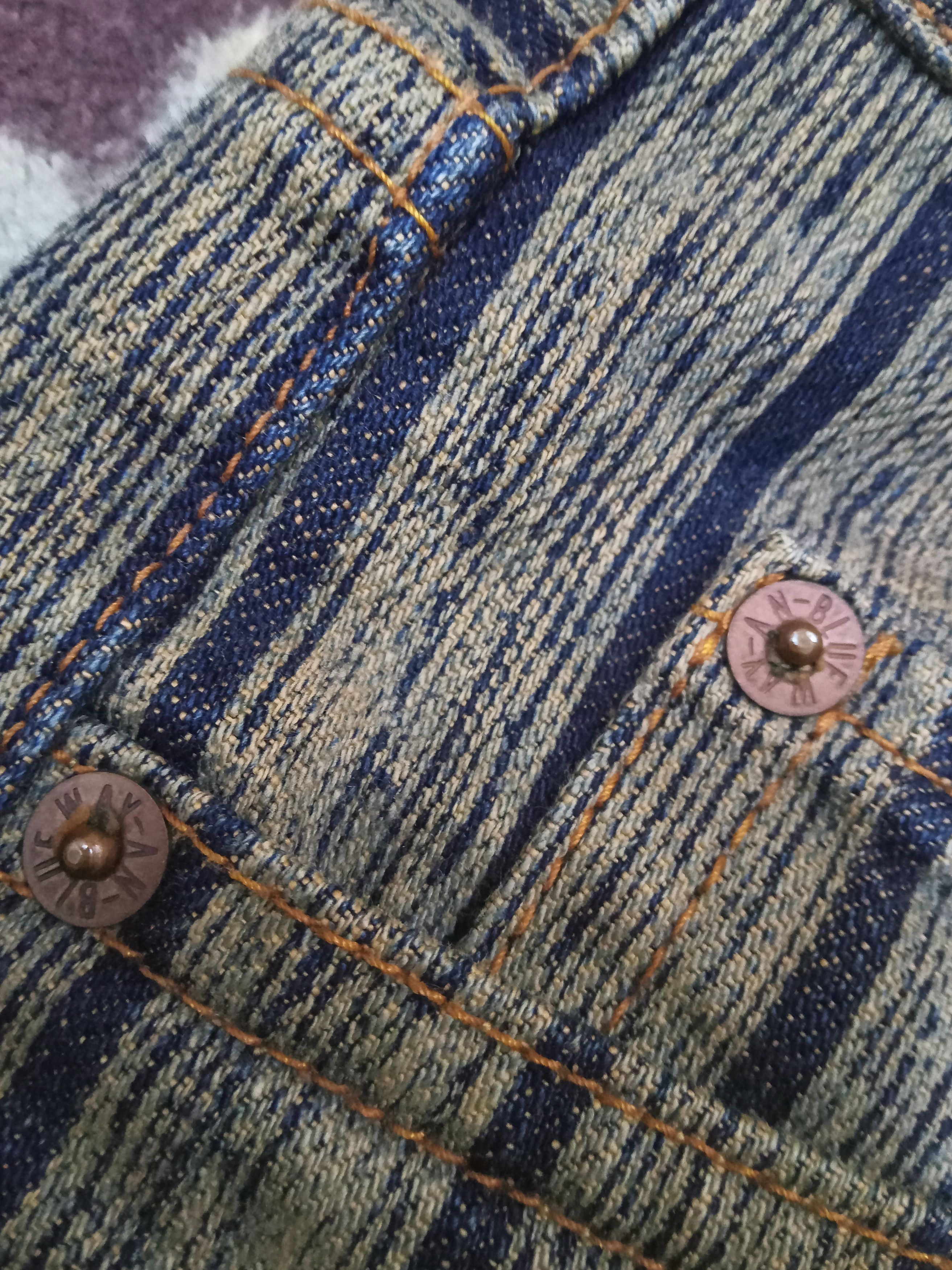 Japanese Brand Blue Way Stripes & Rusty Design Flare Jeans Size US 31 - 7 Thumbnail