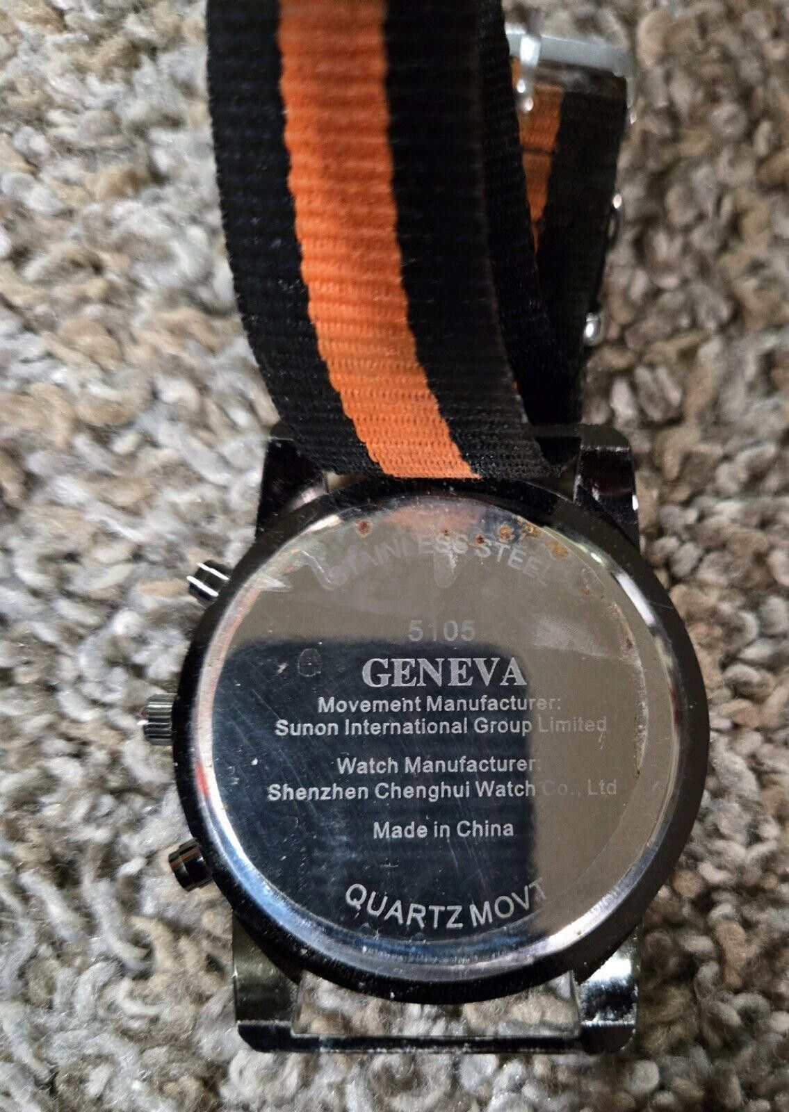 Geneva Mens Geneva Watch 5105 With Black And Orange Band Size ONE SIZE - 3 Thumbnail