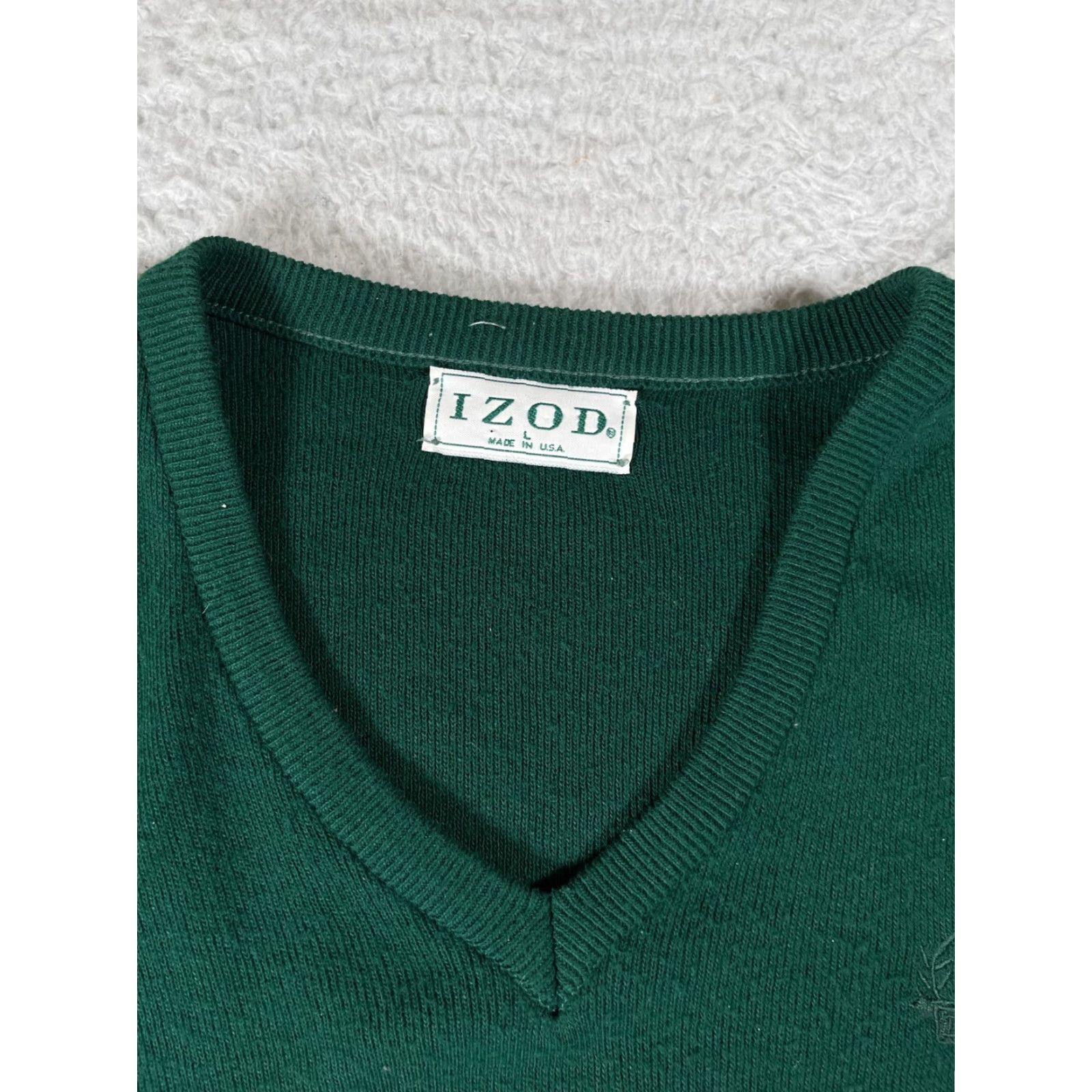 Izod IZOD Sweater Mens Large Green V-Neck Long Sleeve 100% Acrylic Knit Pullover Vintage USA 80s 90s Classic Mens Size US L / EU 52-54 / 3 - 3 Thumbnail